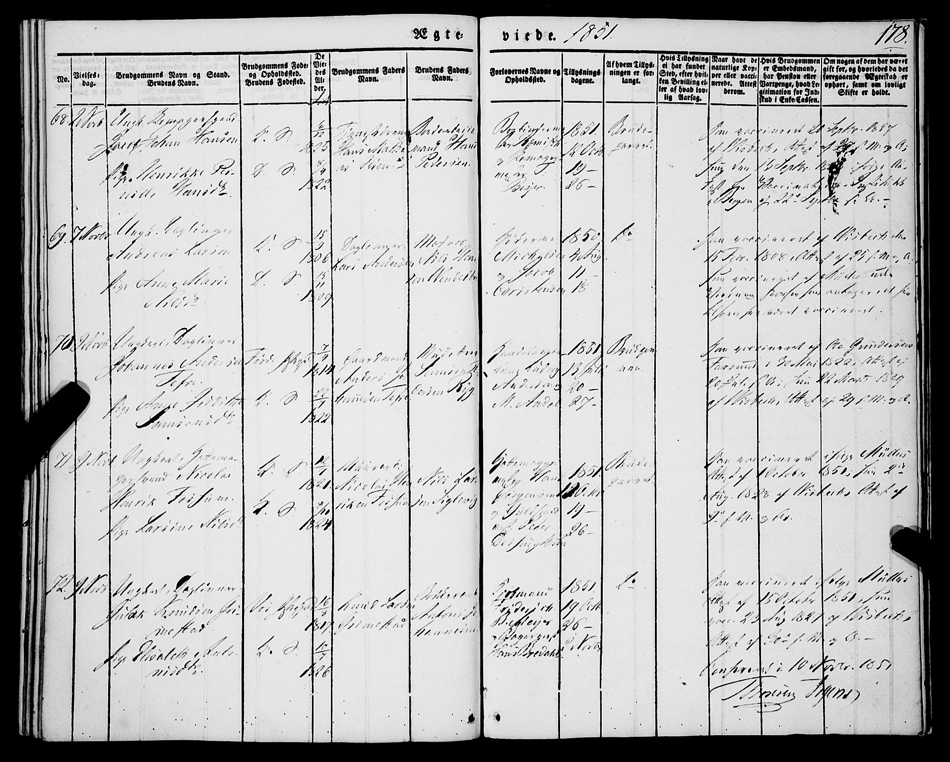 Korskirken sokneprestembete, AV/SAB-A-76101/H/Haa/L0034: Parish register (official) no. D 1, 1832-1852, p. 178