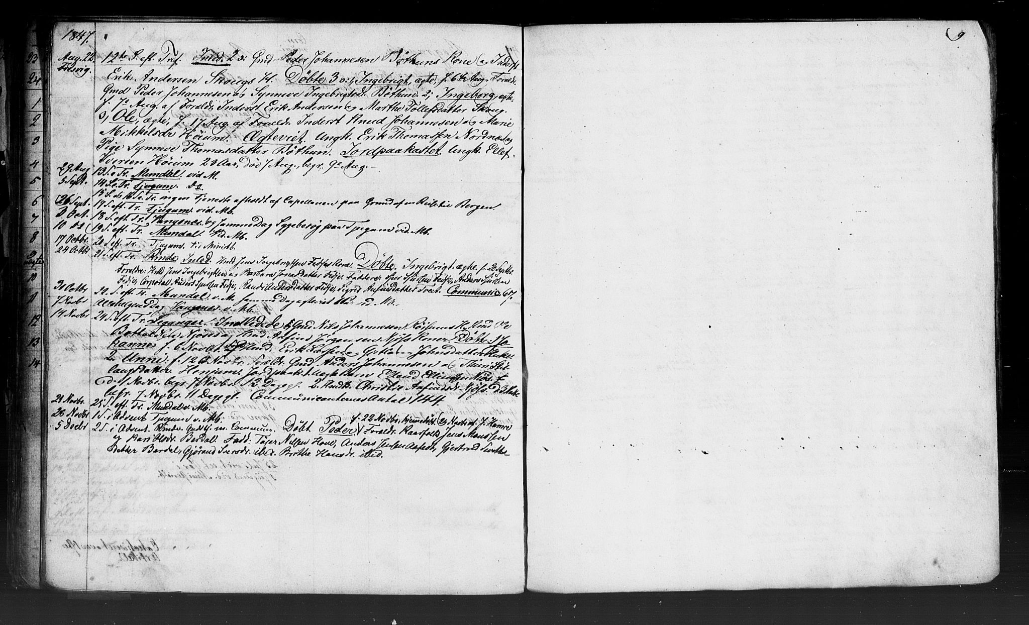 Leikanger sokneprestembete, SAB/A-81001: Curate's parish register no. A 2, 1840-1847, p. 9
