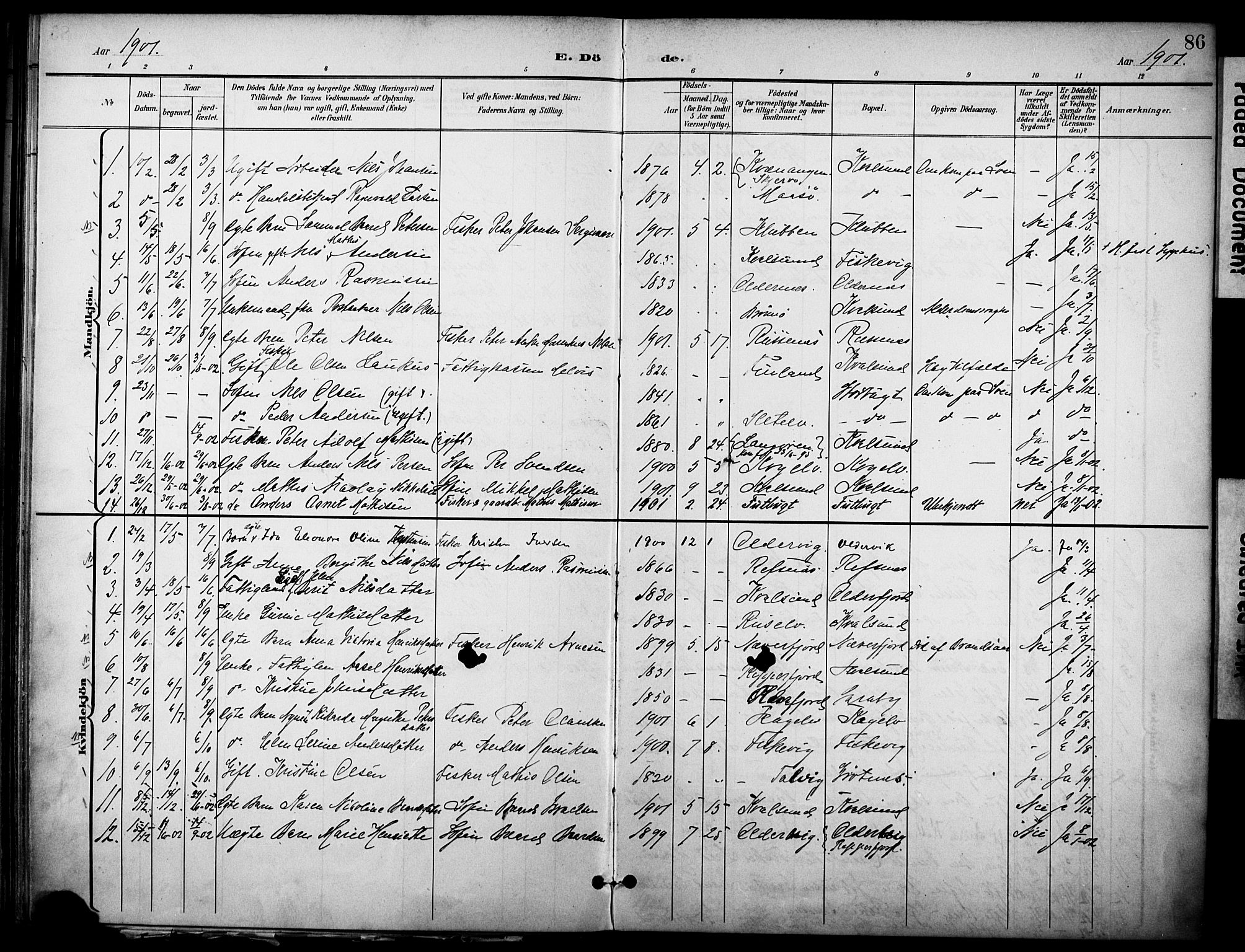 Hammerfest sokneprestkontor, SATØ/S-1347/H/Ha/L0012.kirke: Parish register (official) no. 12, 1898-1908, p. 86