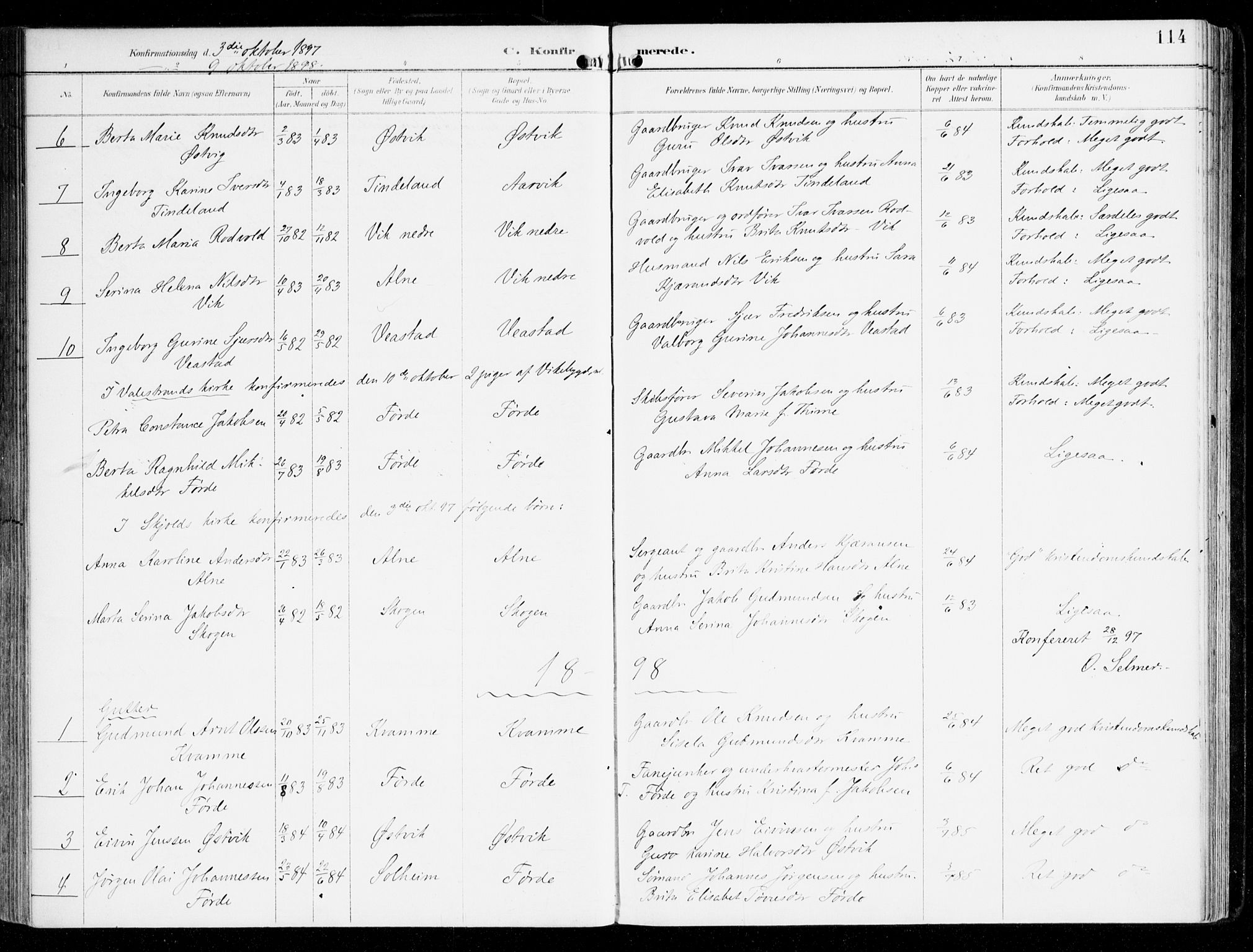 Sveio Sokneprestembete, AV/SAB-A-78501/H/Haa: Parish register (official) no. D 2, 1894-1916, p. 114