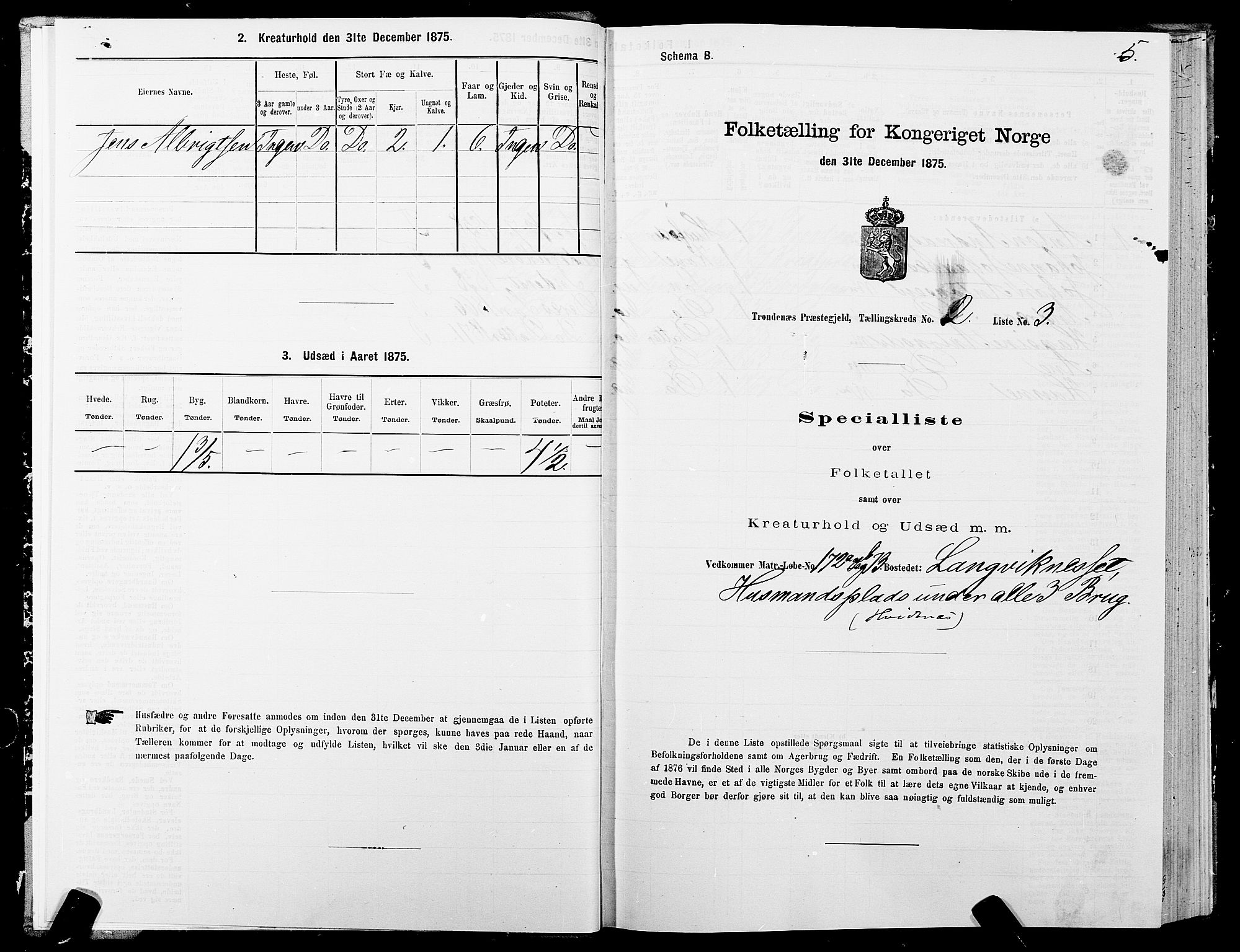 SATØ, 1875 census for 1914P Trondenes, 1875, p. 2005