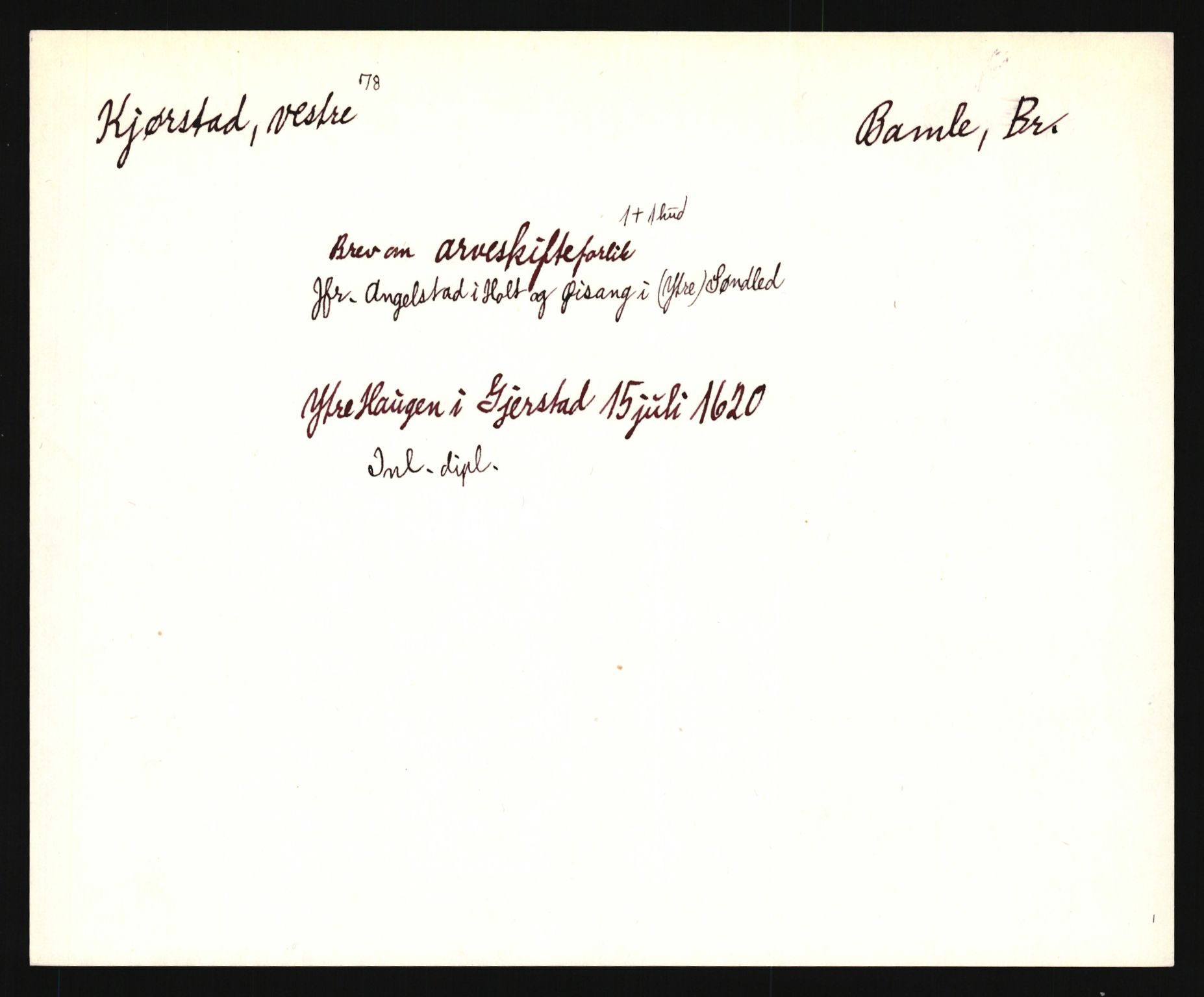 Riksarkivets diplomsamling, AV/RA-EA-5965/F35/F35e/L0020: Registreringssedler Telemark 1, 1400-1700, p. 165