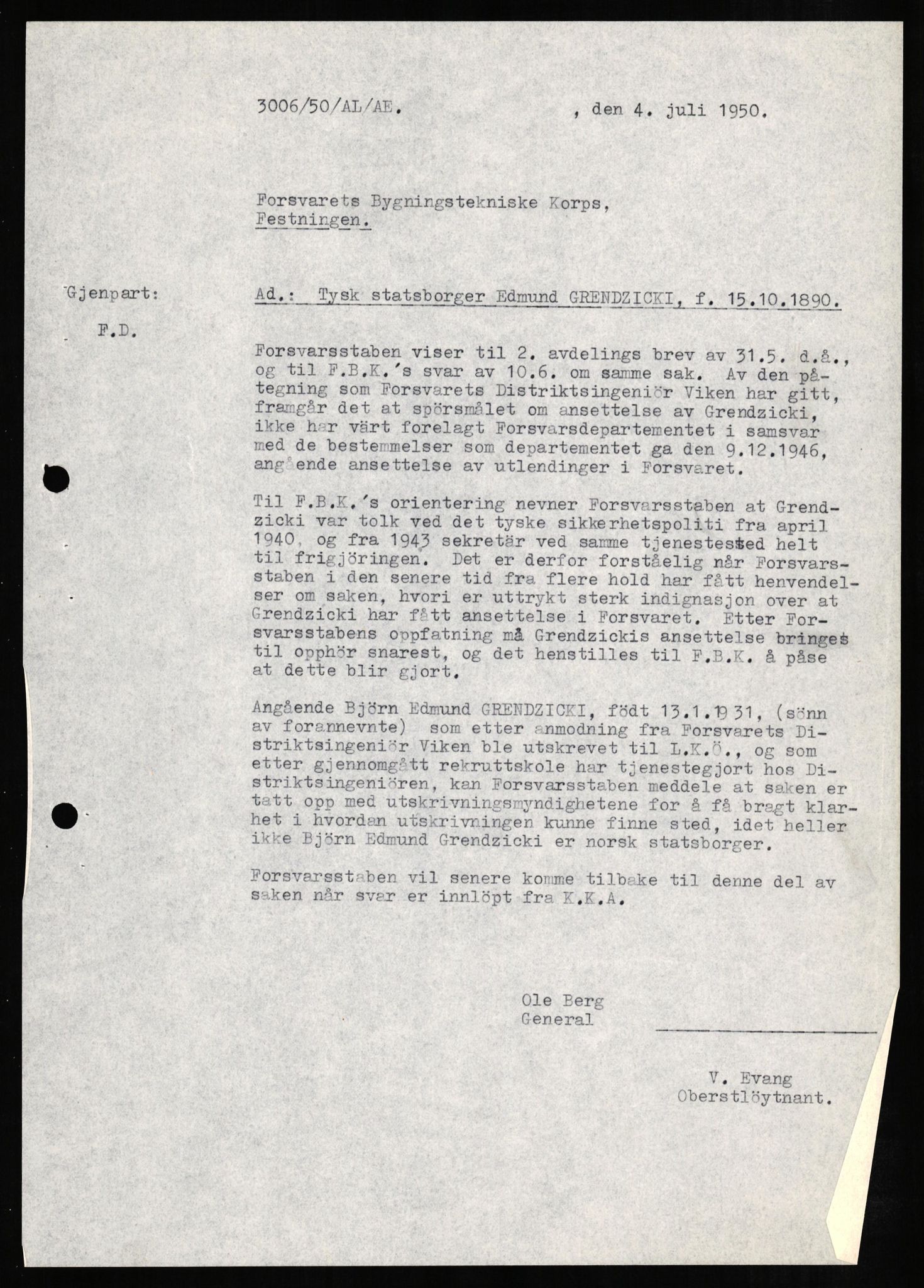 Forsvaret, Forsvarets overkommando II, AV/RA-RAFA-3915/D/Db/L0010: CI Questionaires. Tyske okkupasjonsstyrker i Norge. Tyskere., 1945-1946, p. 183