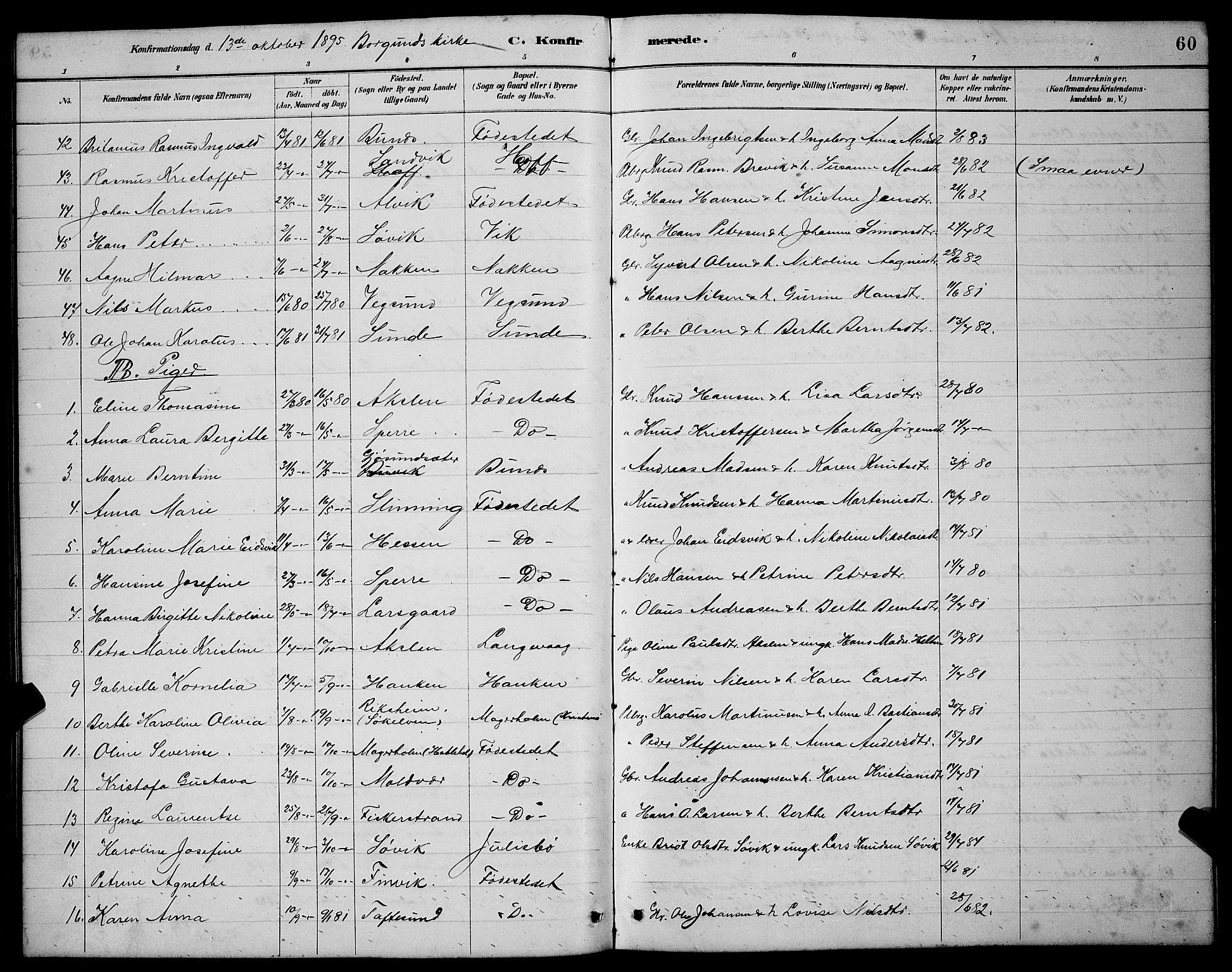 Ministerialprotokoller, klokkerbøker og fødselsregistre - Møre og Romsdal, AV/SAT-A-1454/528/L0430: Parish register (copy) no. 528C11, 1884-1899, p. 60