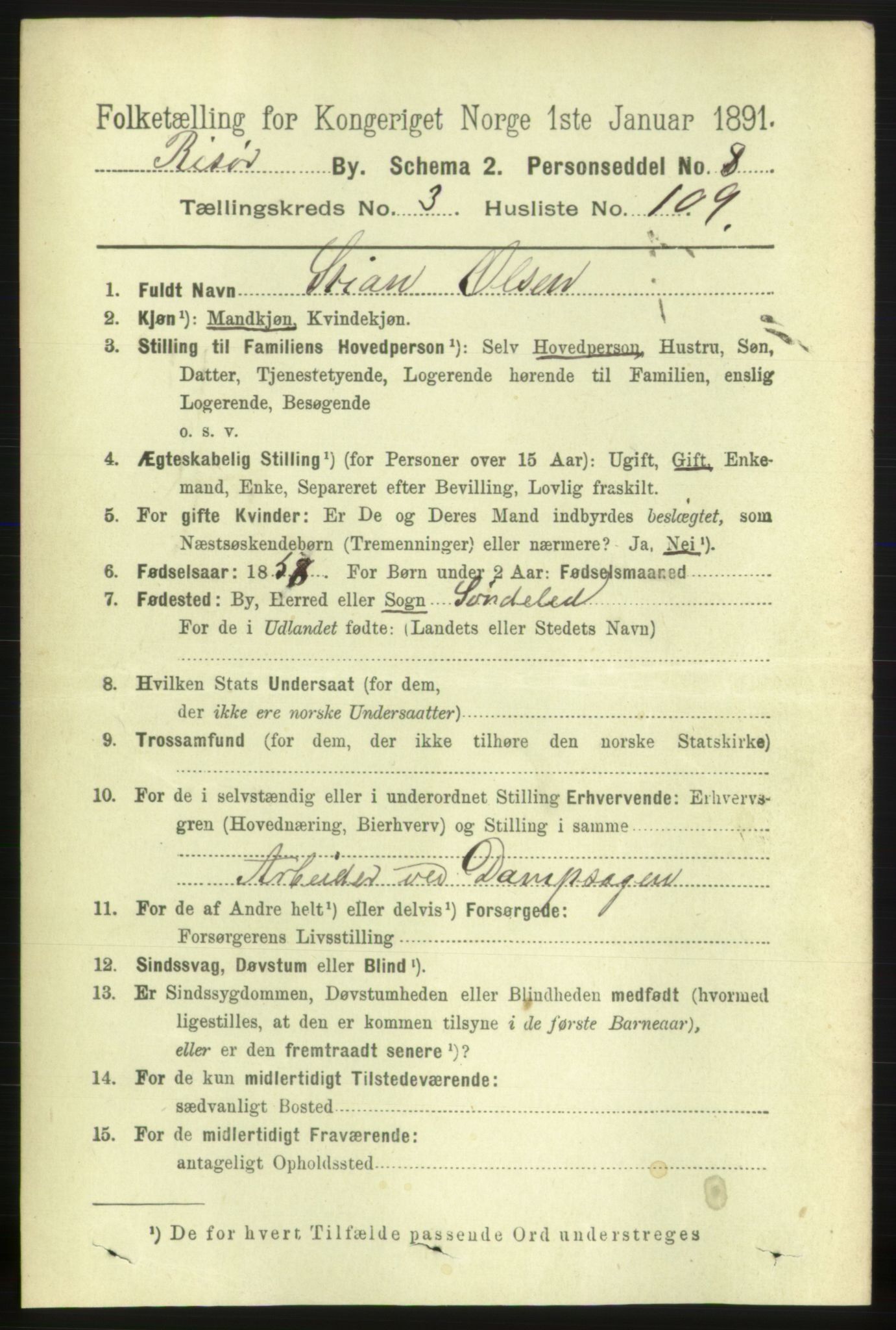 RA, 1891 census for 0901 Risør, 1891, p. 3972