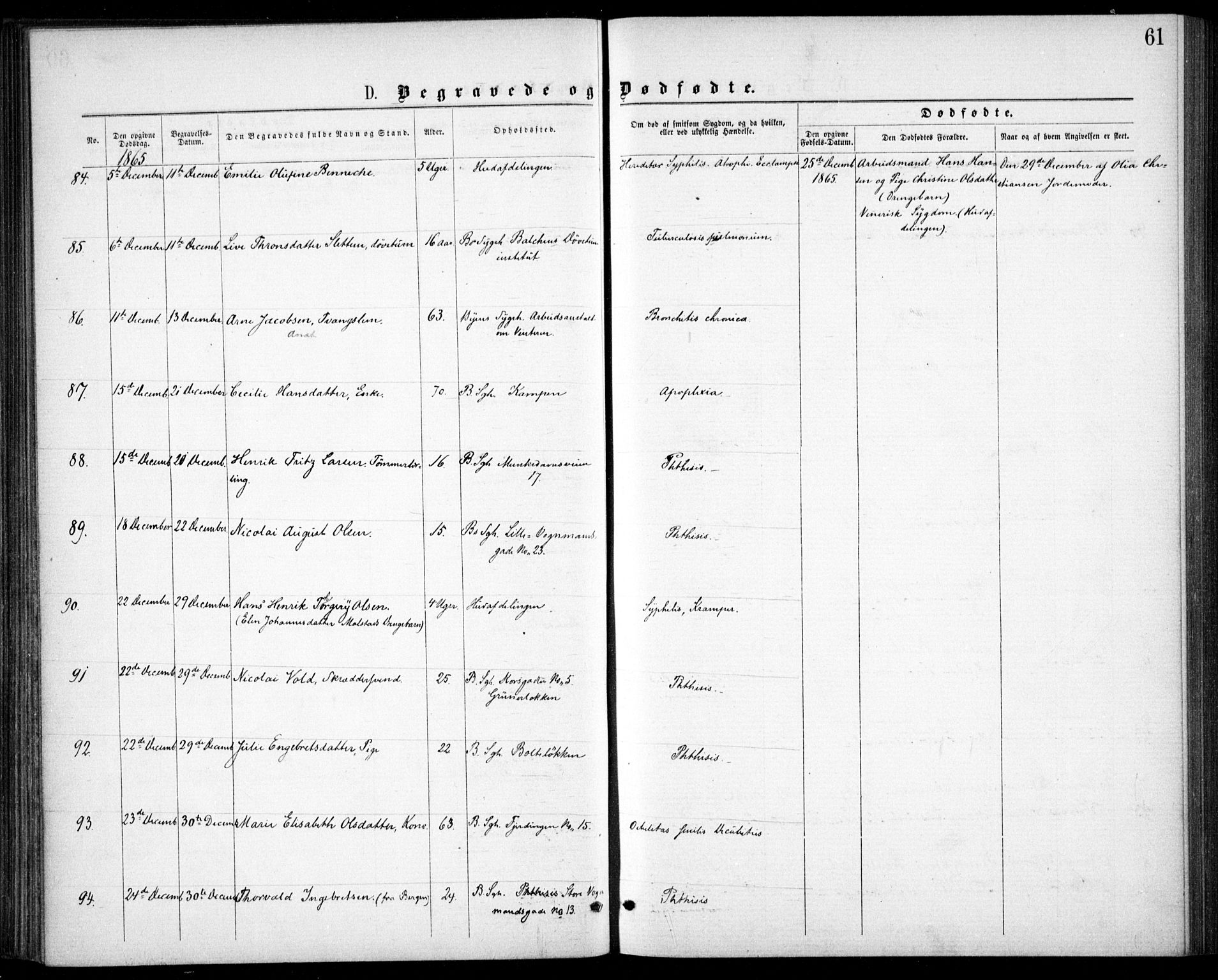 Krohgstøtten sykehusprest Kirkebøker, AV/SAO-A-10854/F/Fa/L0001: Parish register (official) no. 1, 1865-1873, p. 61