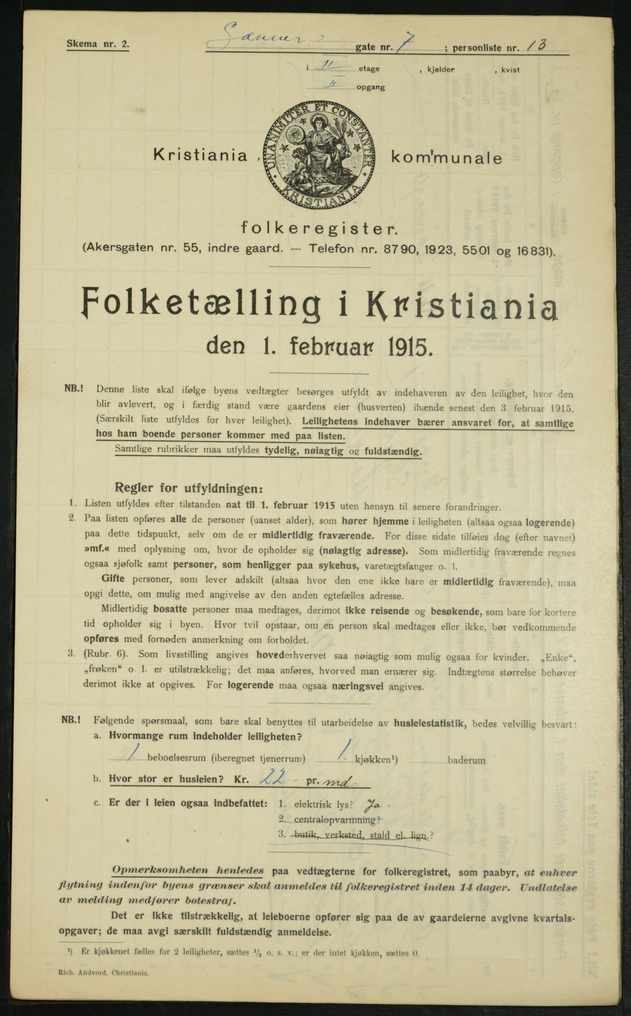 OBA, Municipal Census 1915 for Kristiania, 1915, p. 88106