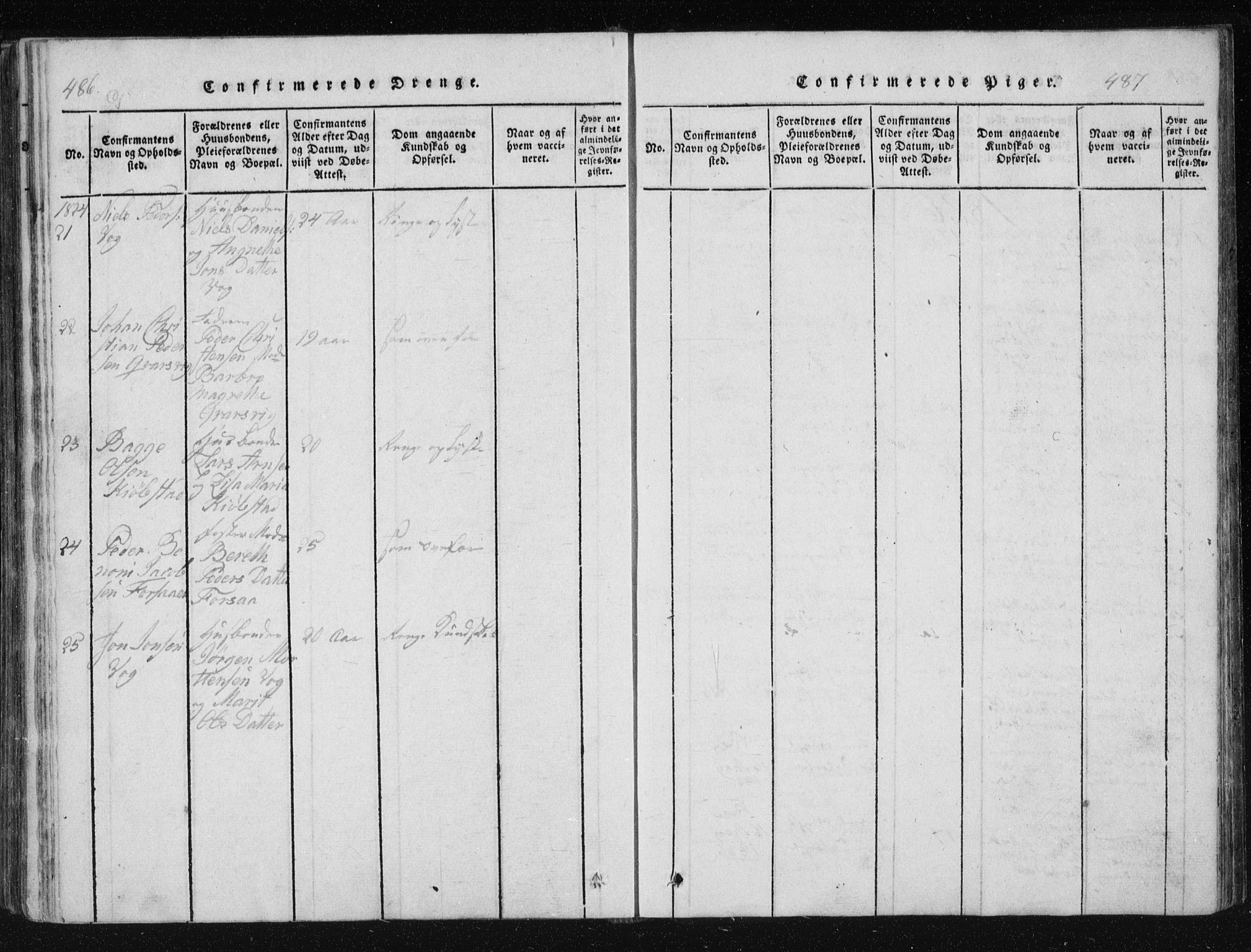 Ministerialprotokoller, klokkerbøker og fødselsregistre - Nordland, AV/SAT-A-1459/805/L0096: Parish register (official) no. 805A03, 1820-1837, p. 486-487