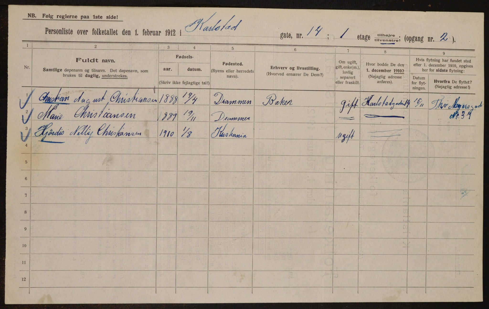 OBA, Municipal Census 1912 for Kristiania, 1912, p. 49485