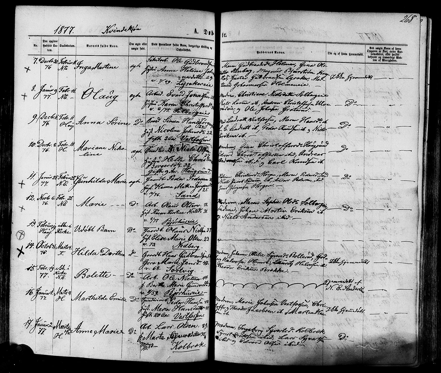 Eiker kirkebøker, AV/SAKO-A-4/F/Fa/L0017: Parish register (official) no. I 17, 1869-1877, p. 268