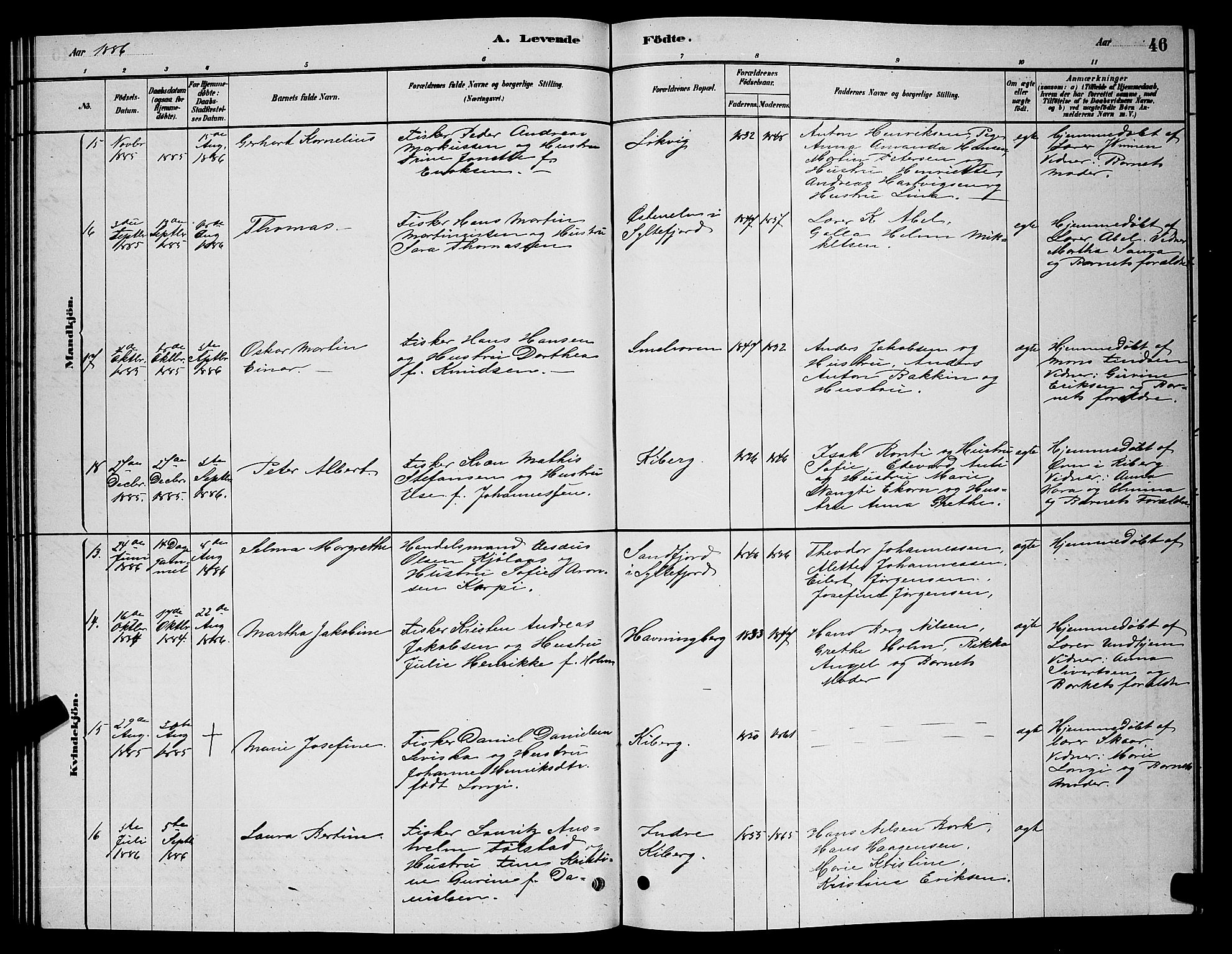 Vardø sokneprestkontor, AV/SATØ-S-1332/H/Hb/L0006klokker: Parish register (copy) no. 6, 1879-1887, p. 46