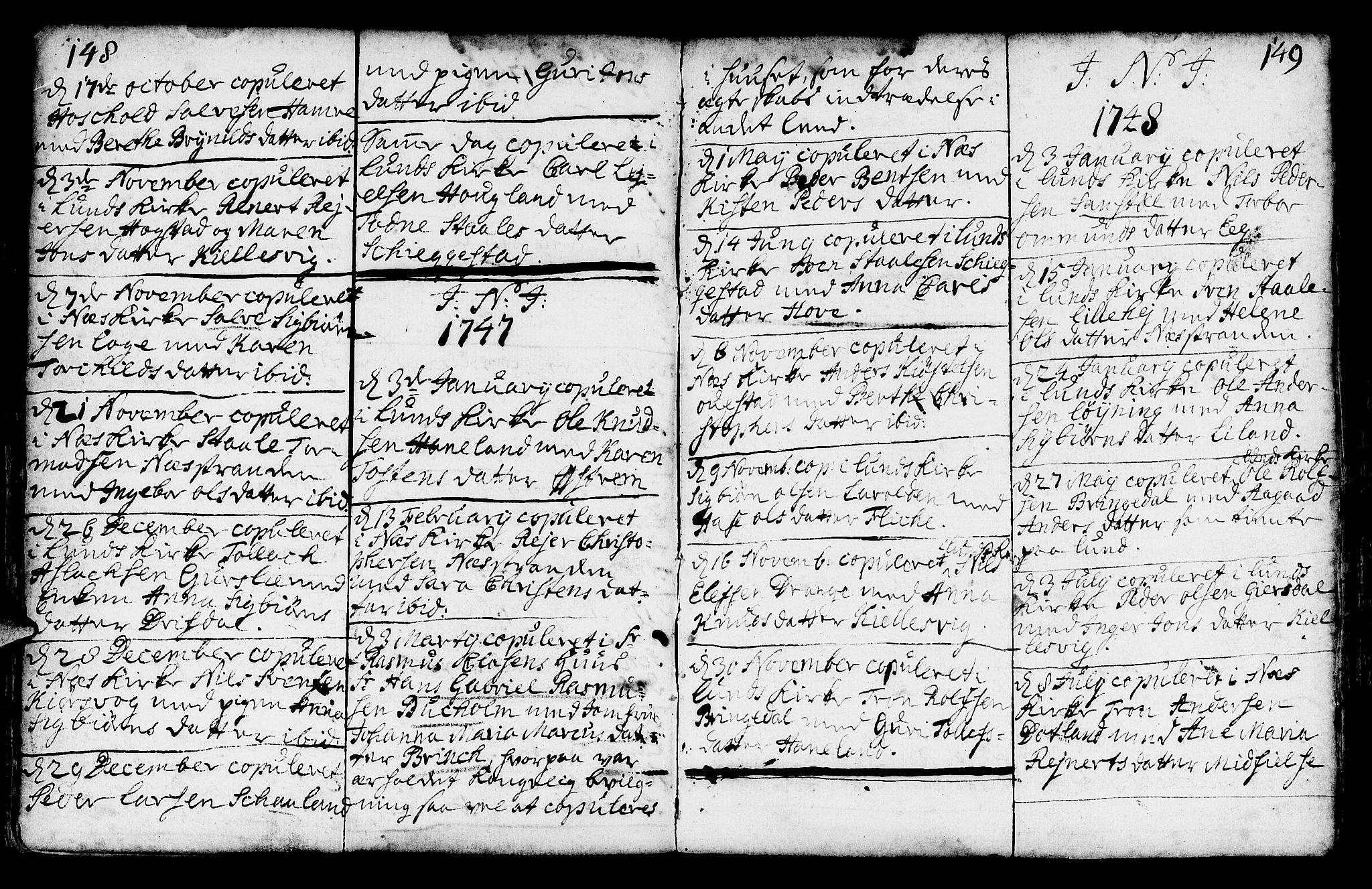 Lund sokneprestkontor, AV/SAST-A-101809/S06/L0002: Parish register (official) no. A 2, 1738-1760, p. 148-149