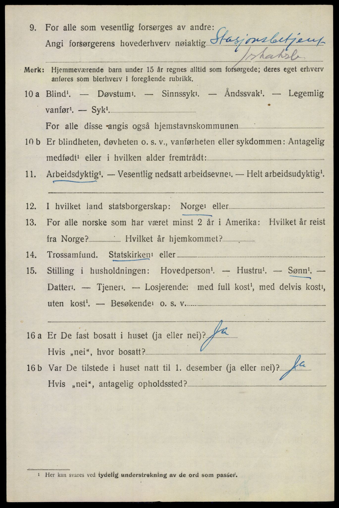 SAO, 1920 census for Ullensaker, 1920, p. 8806