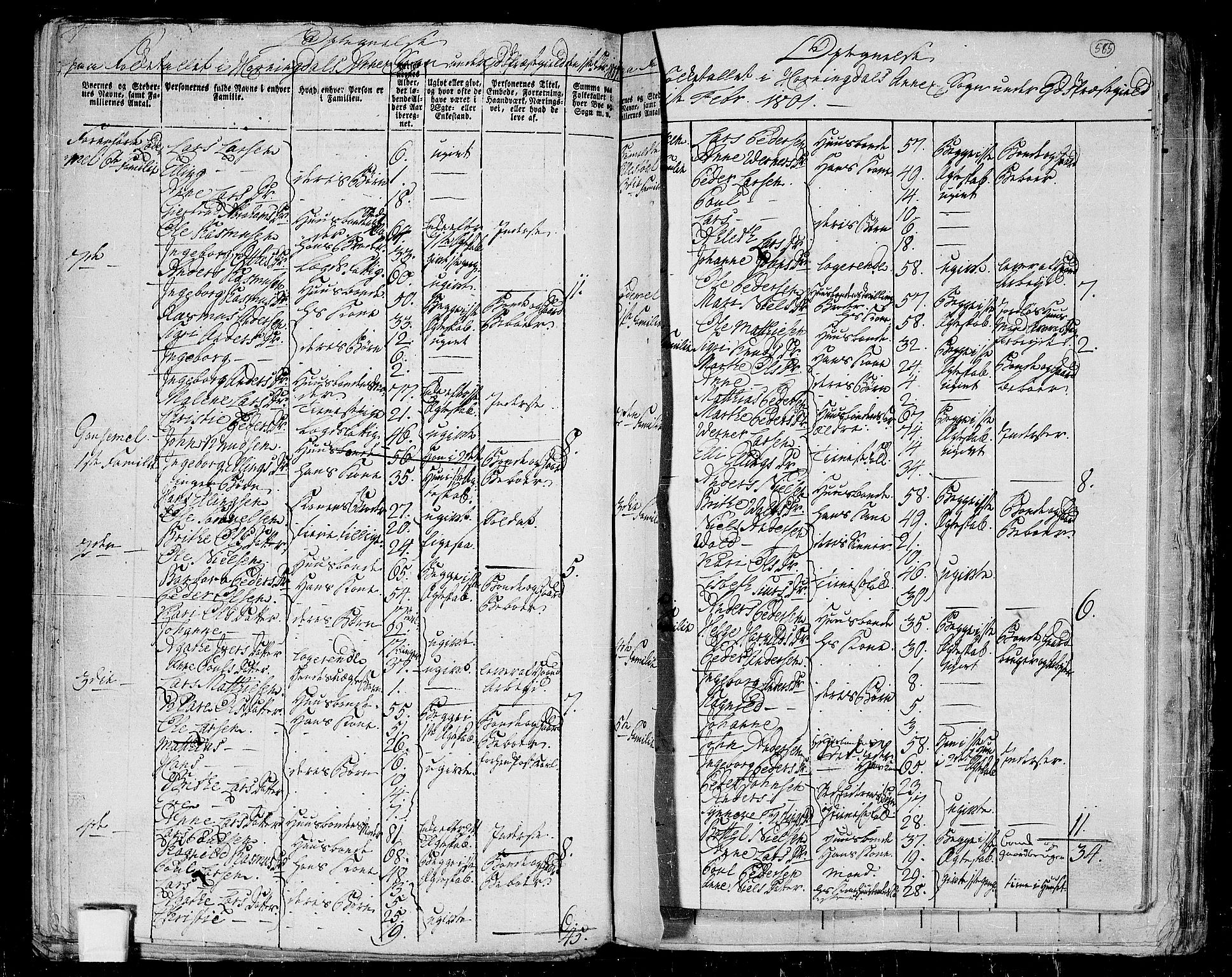 RA, 1801 census for 1443P Eid, 1801, p. 584b-585a