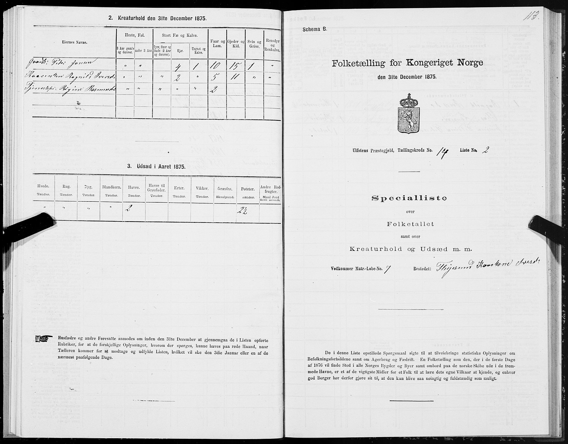 SAT, 1875 census for 1516P Ulstein, 1875, p. 5113