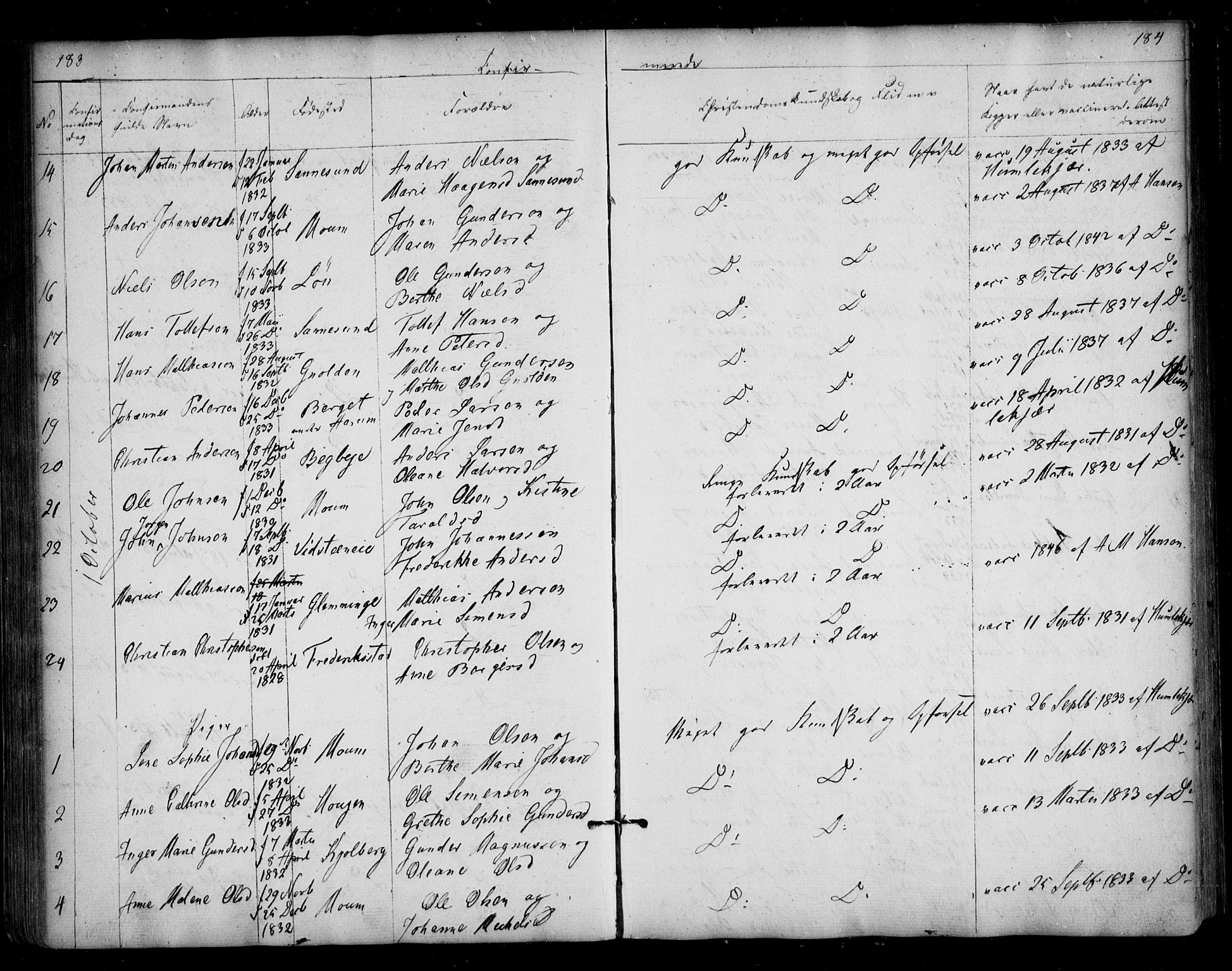 Borge prestekontor Kirkebøker, AV/SAO-A-10903/F/Fa/L0005: Parish register (official) no. I 5, 1848-1860, p. 183-184