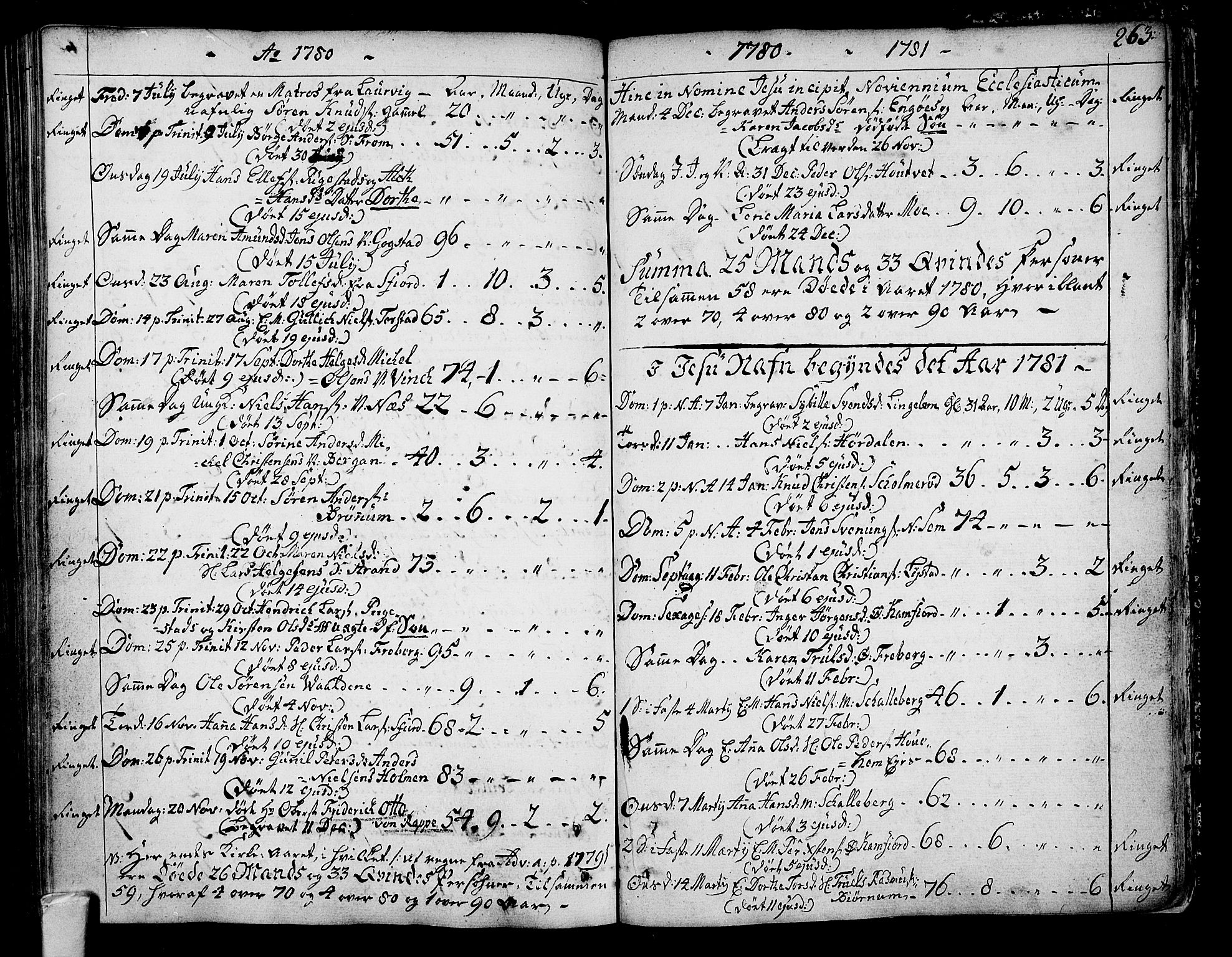 Sandar kirkebøker, SAKO/A-243/F/Fa/L0002: Parish register (official) no. 2, 1733-1788, p. 263