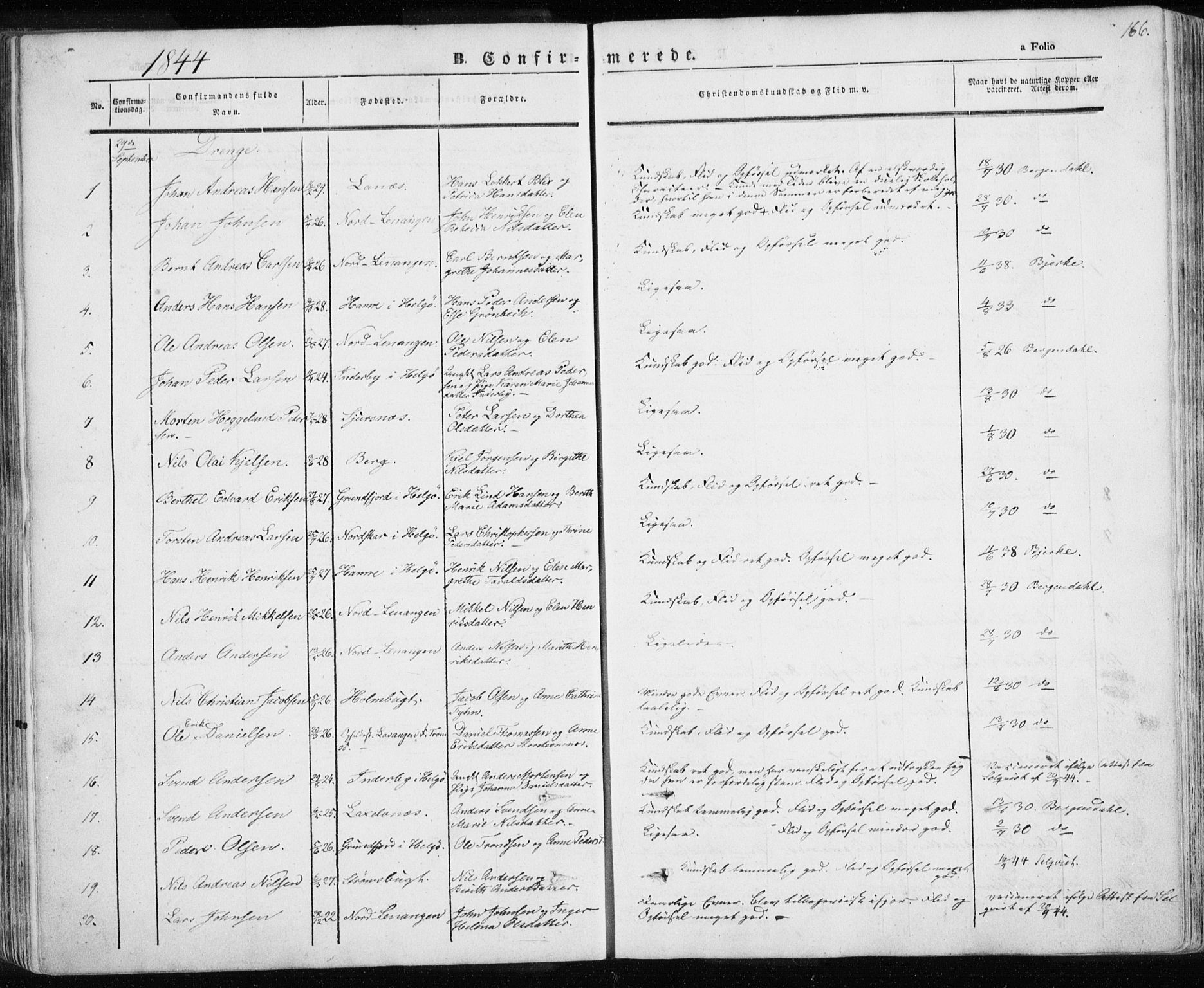 Karlsøy sokneprestembete, SATØ/S-1299/H/Ha/Haa/L0003kirke: Parish register (official) no. 3, 1843-1860, p. 166