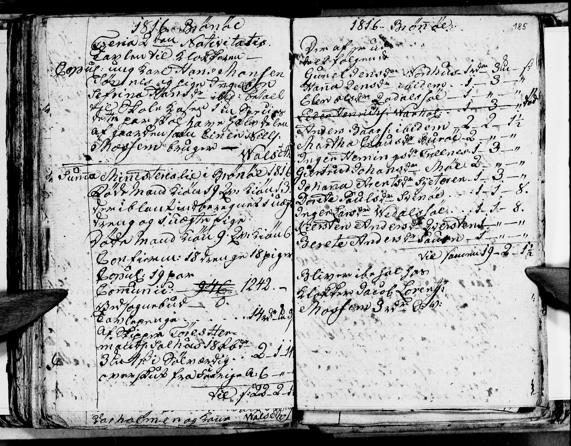 Ministerialprotokoller, klokkerbøker og fødselsregistre - Nordland, SAT/A-1459/813/L0209: Parish register (copy) no. 813C01, 1803-1821, p. 185