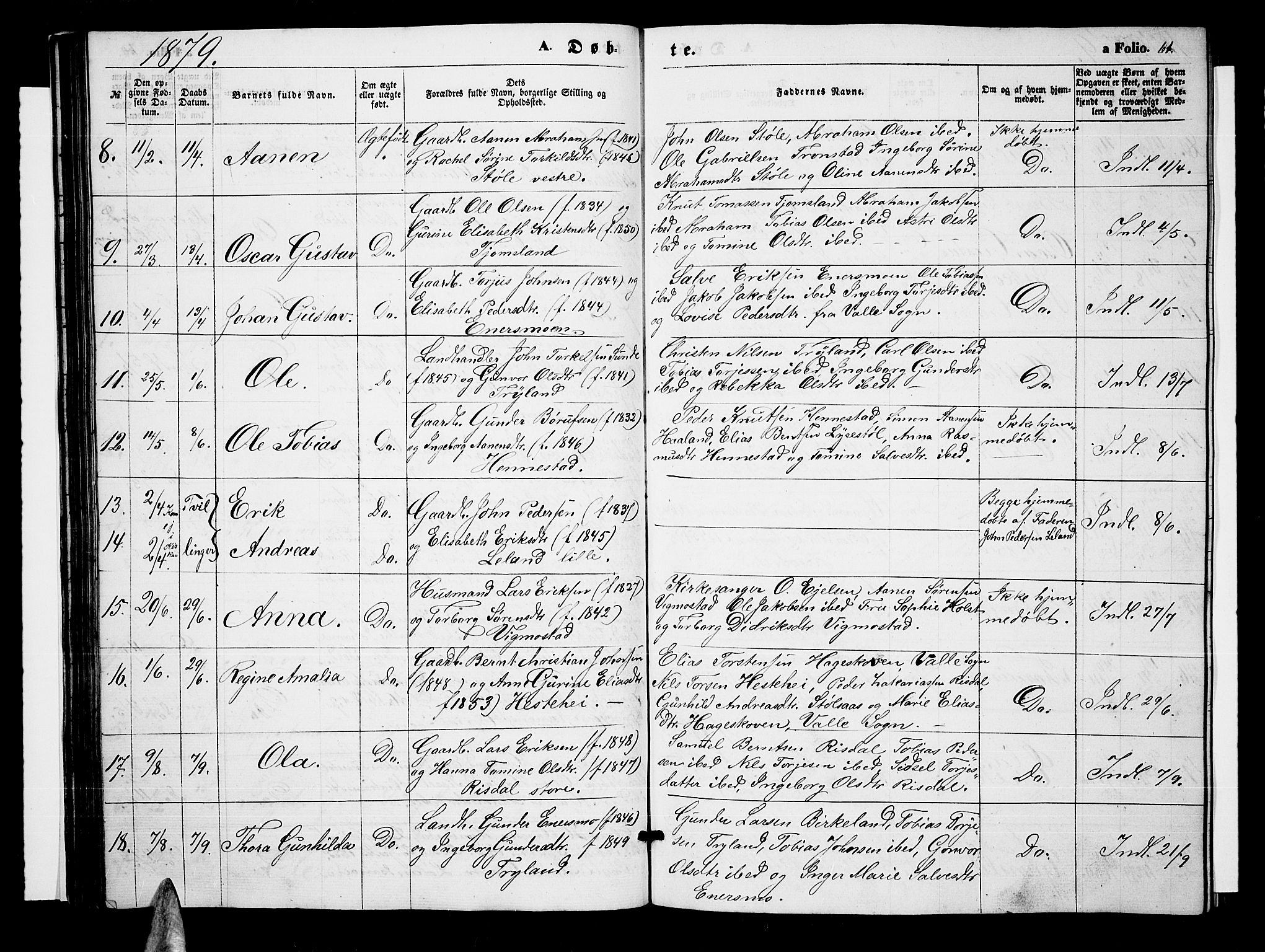 Nord-Audnedal sokneprestkontor, SAK/1111-0032/F/Fb/Fbb/L0002: Parish register (copy) no. B 2, 1859-1882, p. 61
