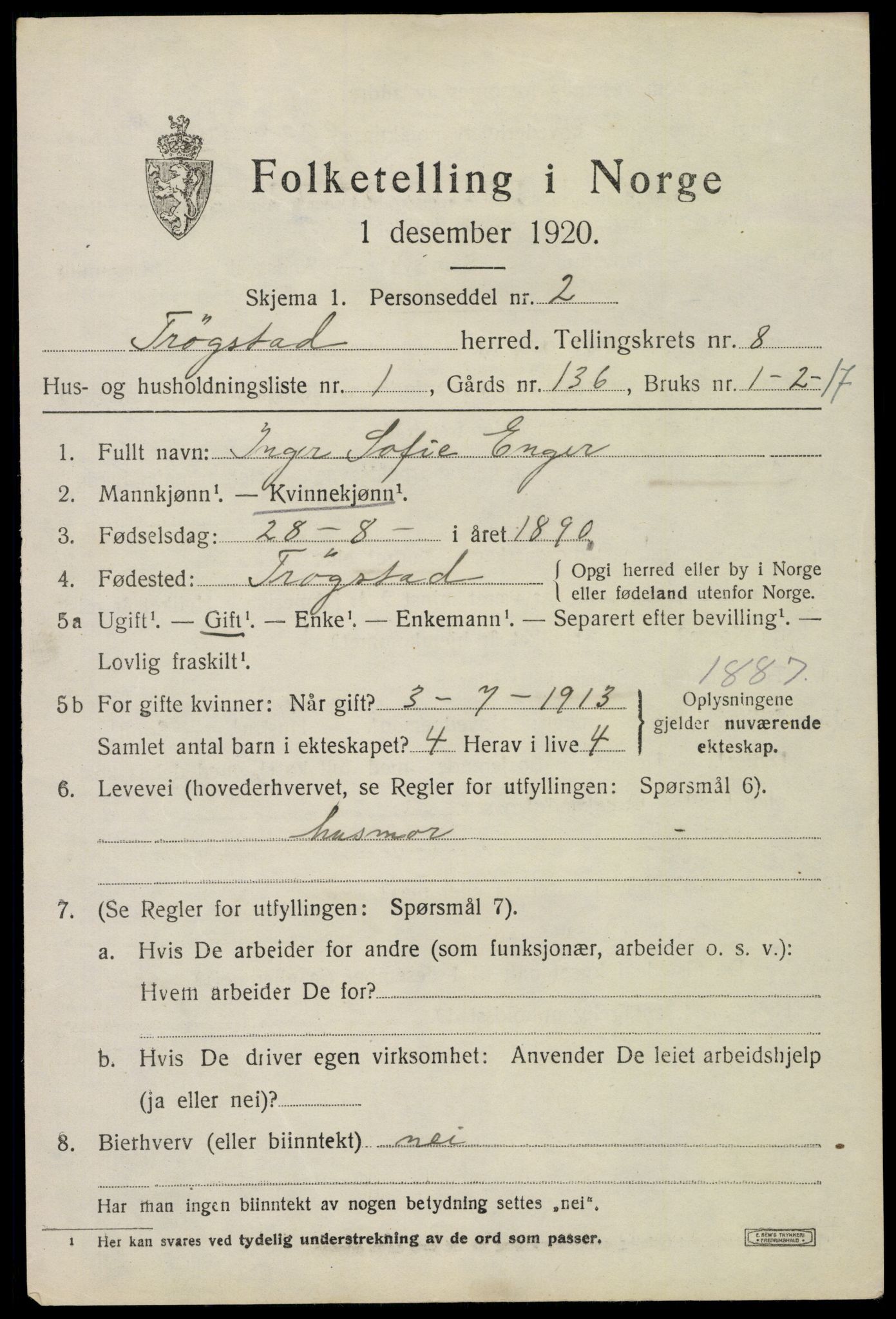 SAO, 1920 census for Trøgstad, 1920, p. 8428