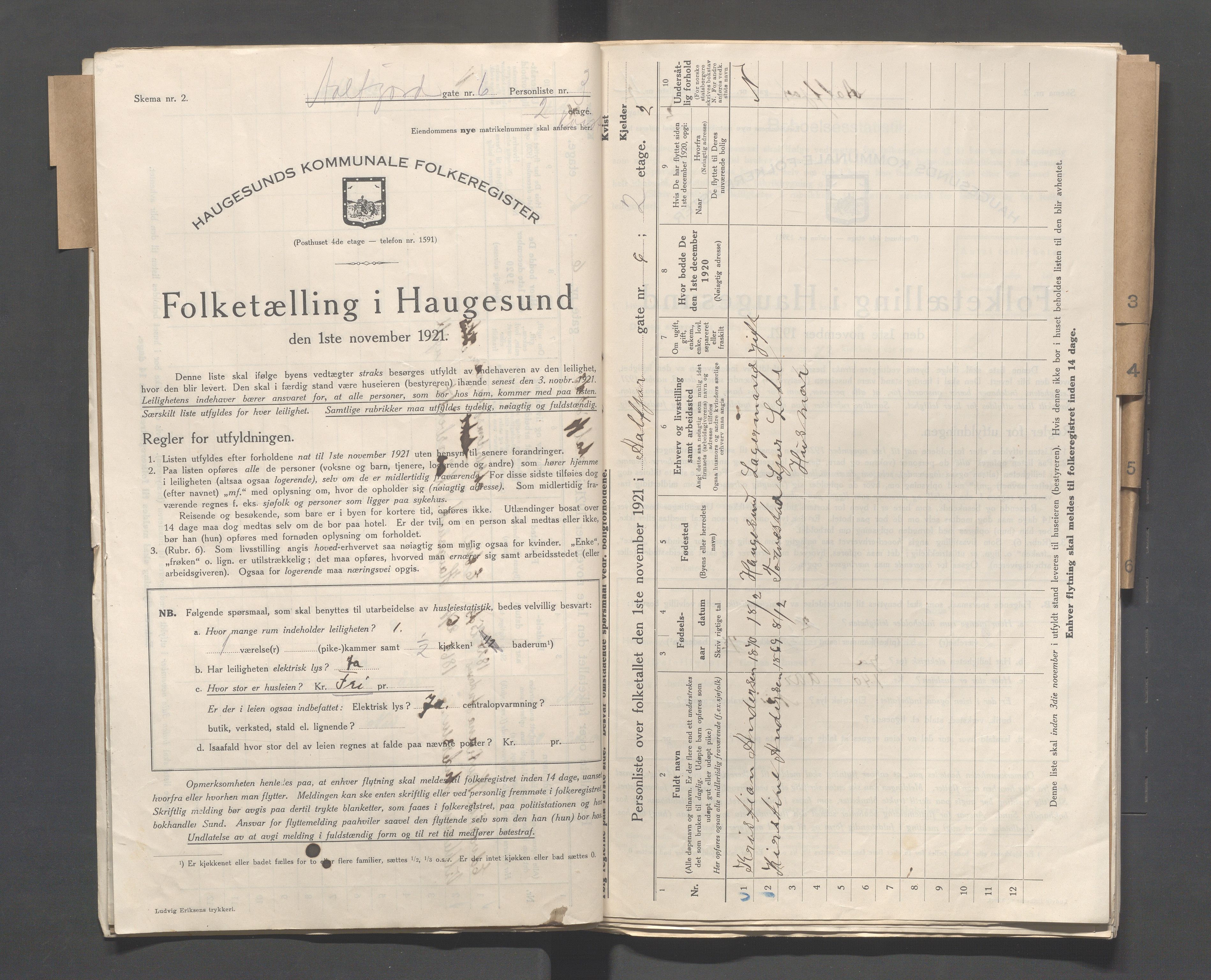 IKAR, Local census 1.11.1921 for Haugesund, 1921, p. 13