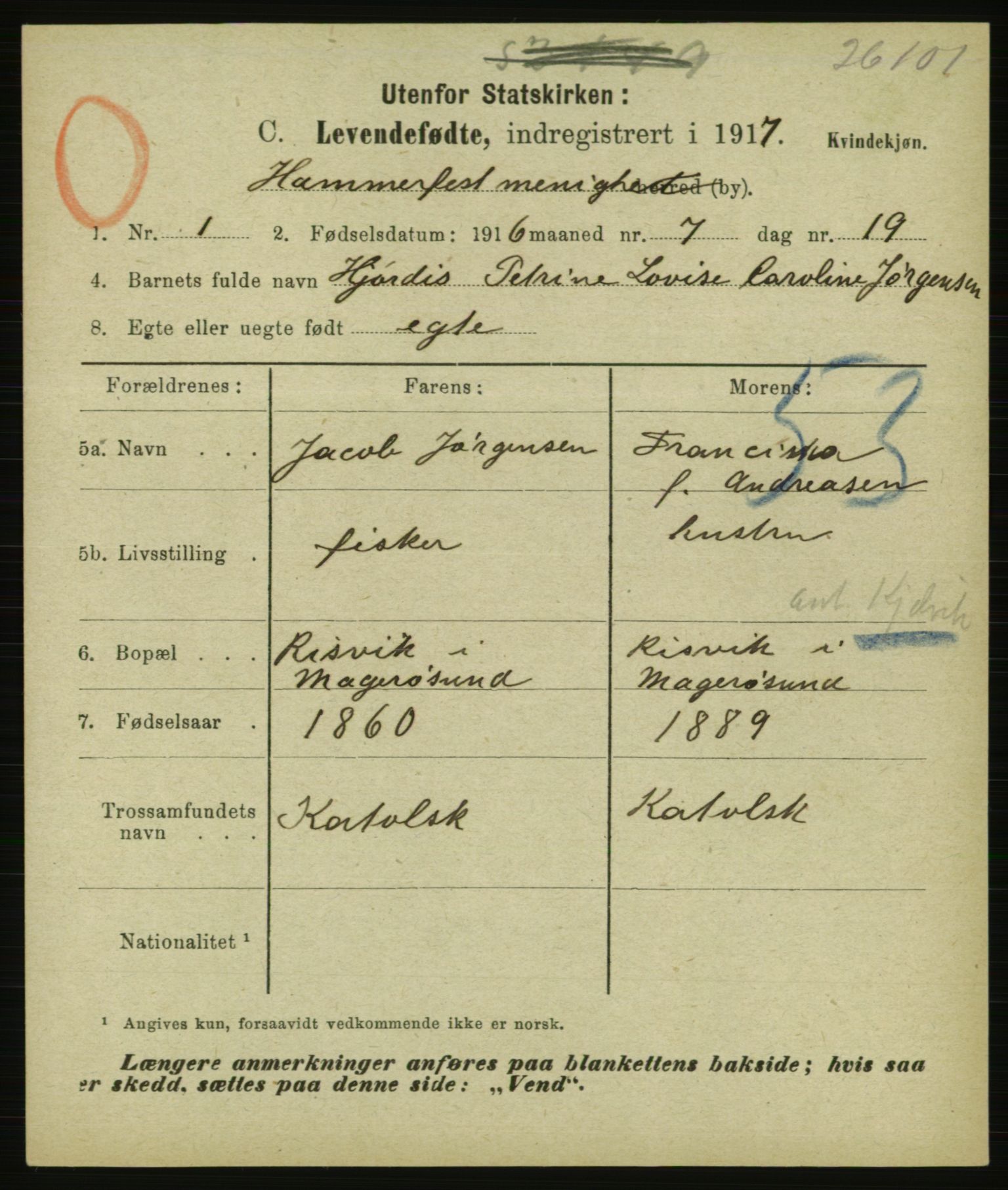 Statistisk sentralbyrå, Sosiodemografiske emner, Befolkning, AV/RA-S-2228/E/L0015: Fødte, gifte, døde dissentere., 1917, p. 1583