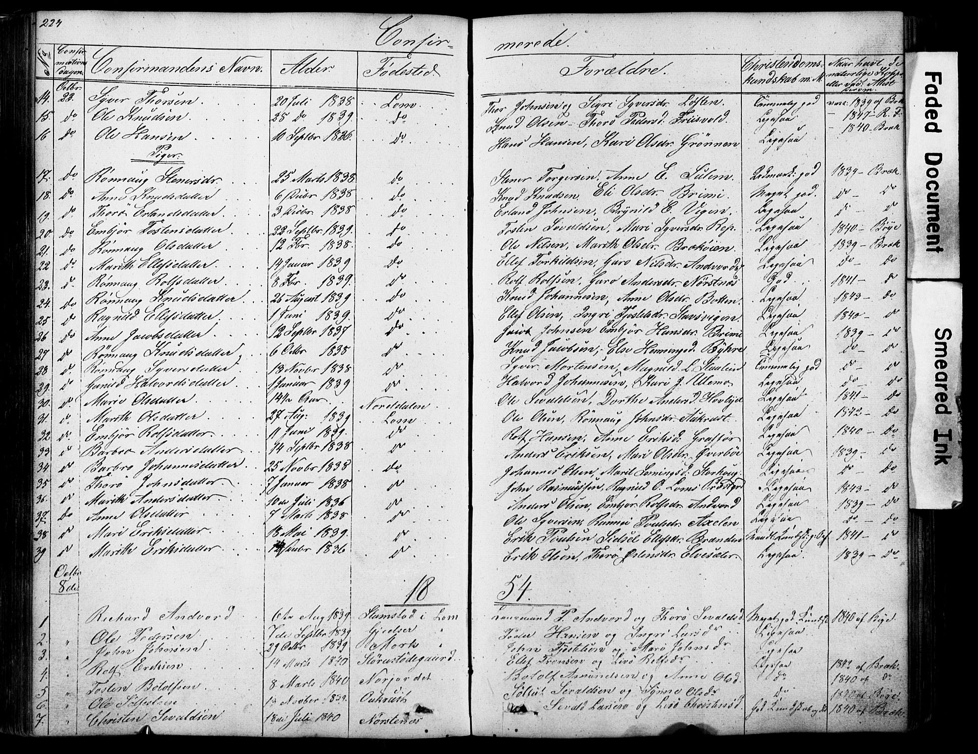 Lom prestekontor, SAH/PREST-070/L/L0012: Parish register (copy) no. 12, 1845-1873, p. 224-225