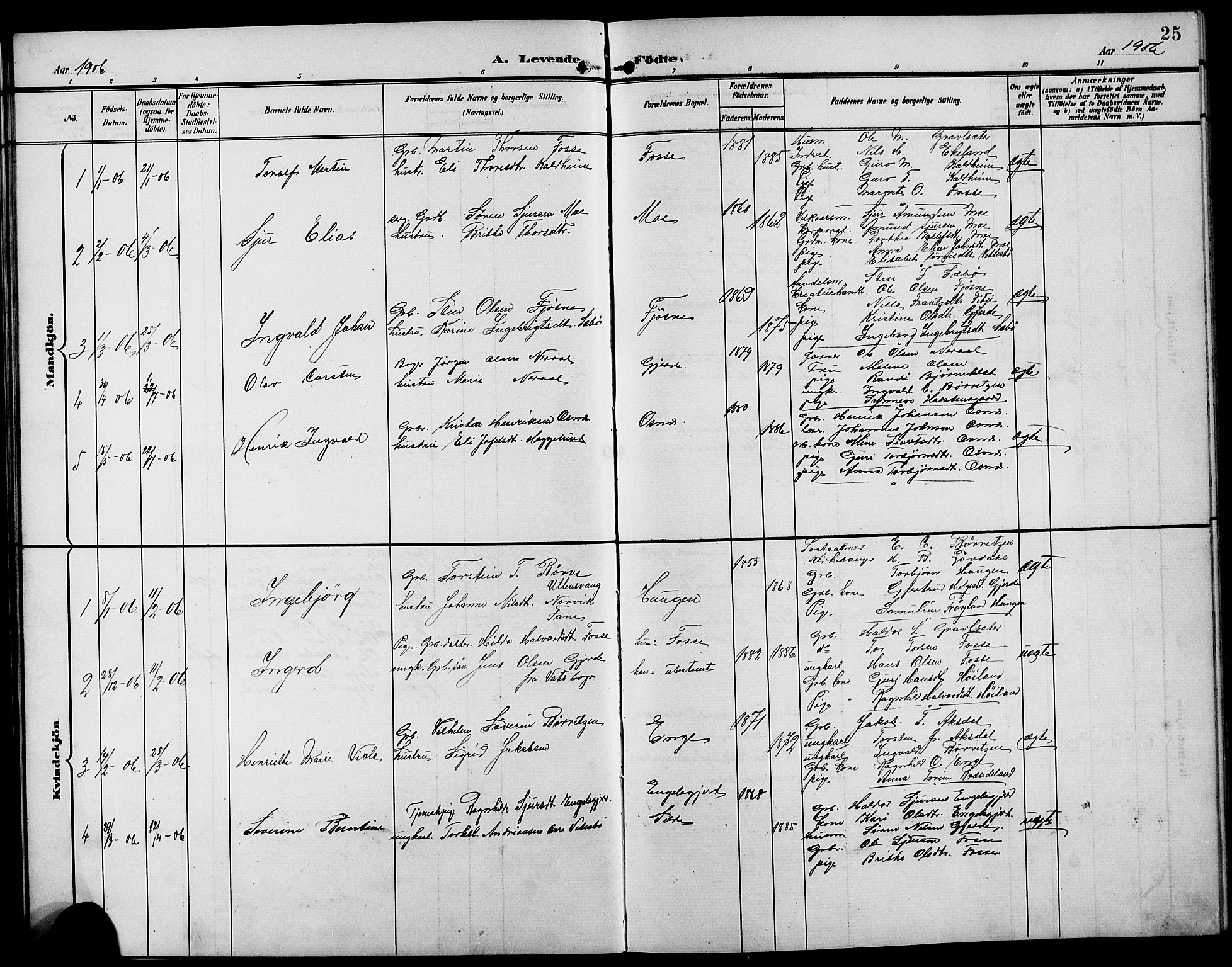 Etne sokneprestembete, SAB/A-75001/H/Hab: Parish register (copy) no. B 5, 1898-1926, p. 25