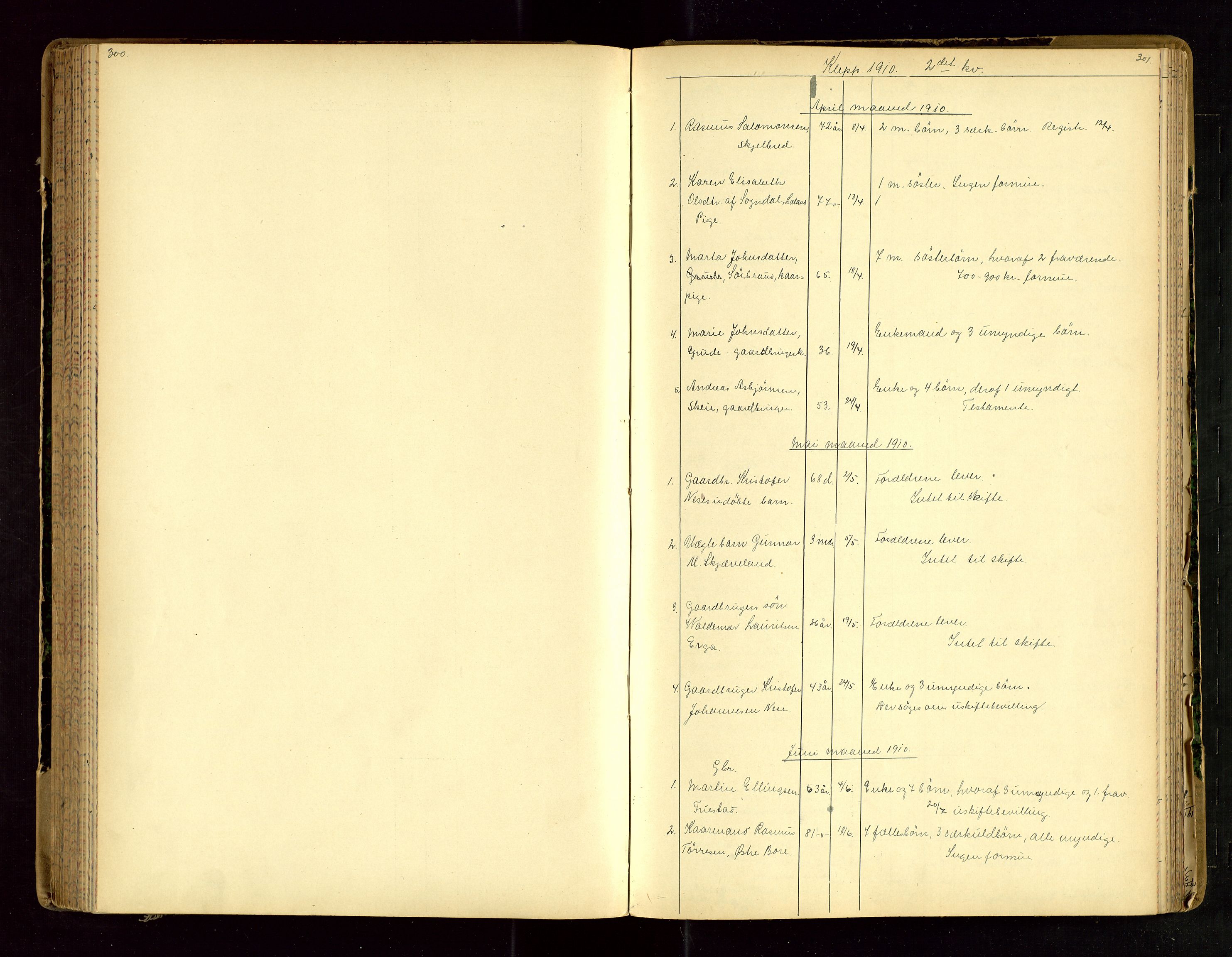 Jæren sorenskriveri, SAST/A-100310/01/5/52/52B/L0003: DØDSFALLPROTOKOLL, 1910-1916, p. 300-301