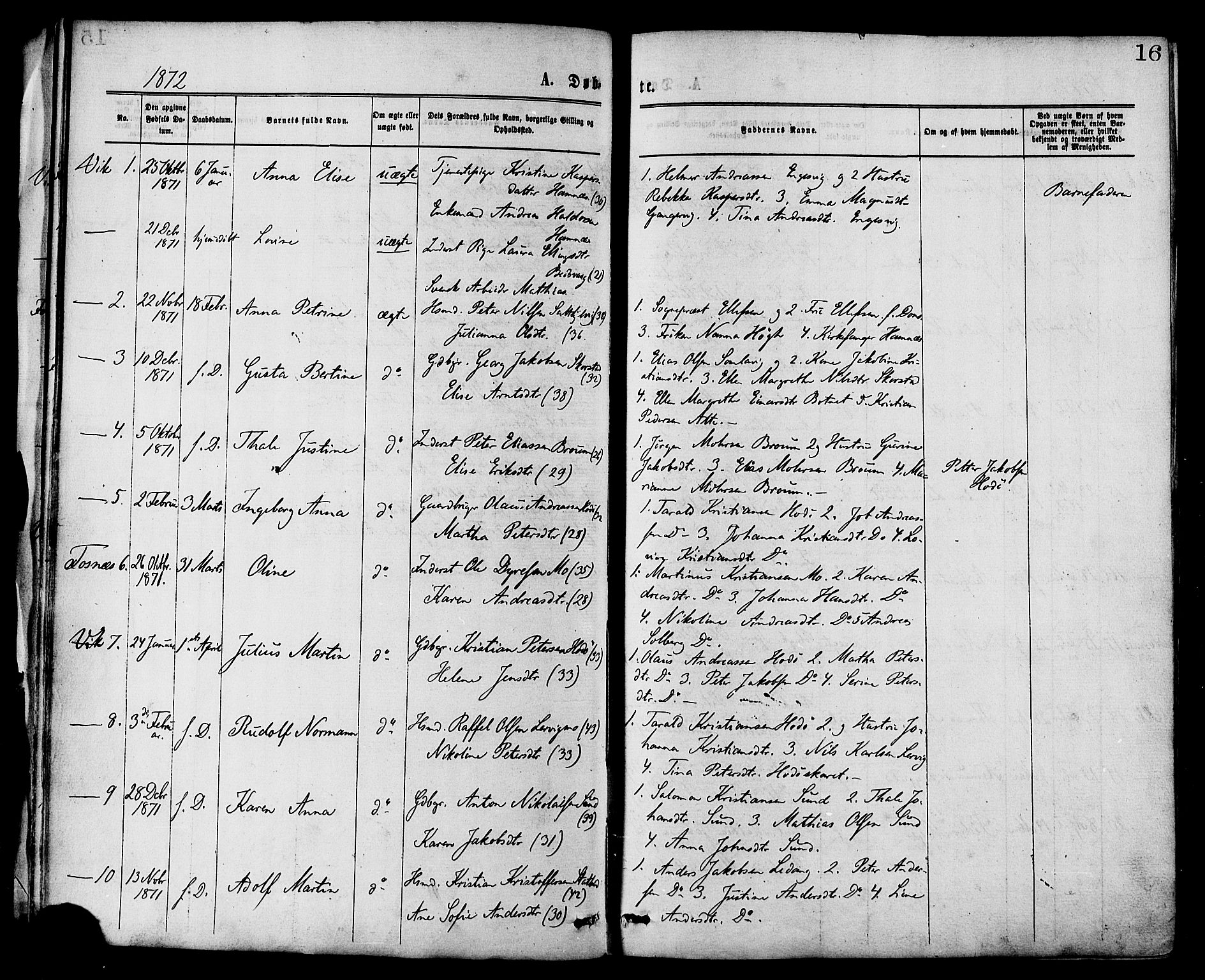 Ministerialprotokoller, klokkerbøker og fødselsregistre - Nord-Trøndelag, SAT/A-1458/773/L0616: Parish register (official) no. 773A07, 1870-1887, p. 16