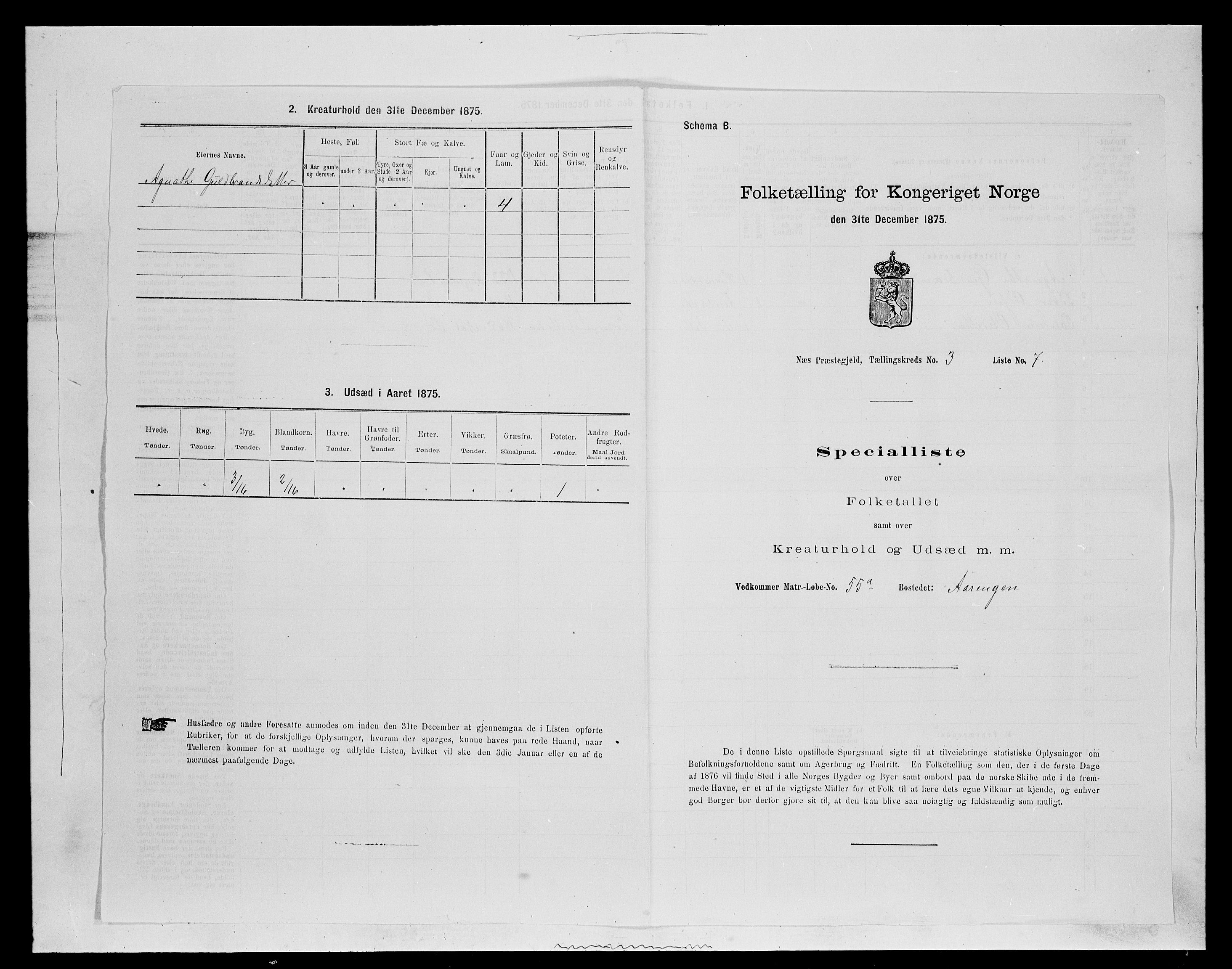 SAH, 1875 census for 0411P Nes, 1875, p. 449