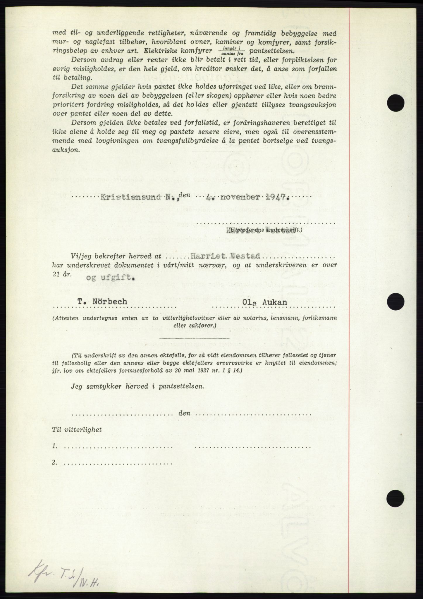 Nordmøre sorenskriveri, AV/SAT-A-4132/1/2/2Ca: Mortgage book no. B97, 1947-1948, Diary no: : 2568/1947