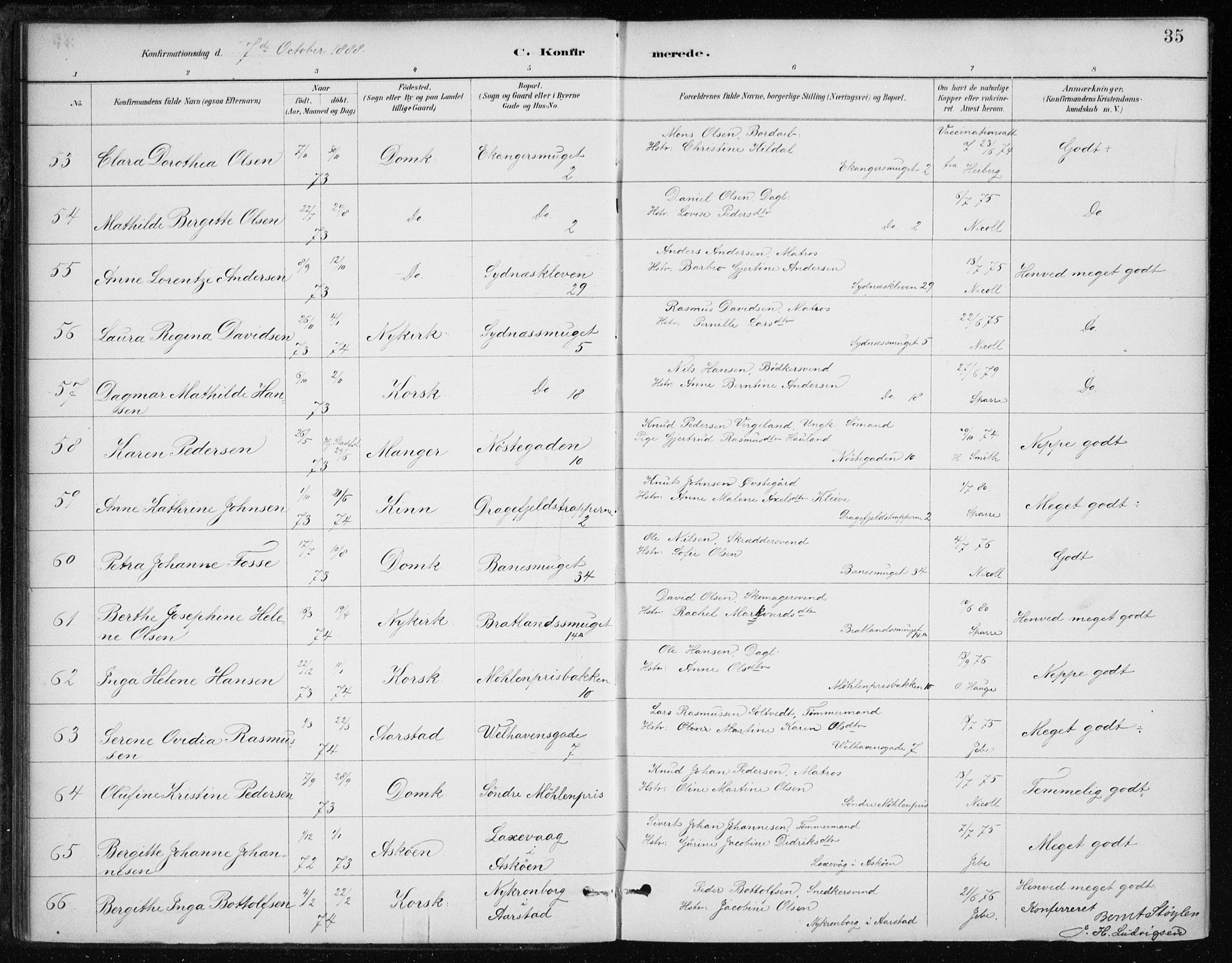 Johanneskirken sokneprestembete, AV/SAB-A-76001/H/Haa/L0008: Parish register (official) no. C 1, 1885-1907, p. 35