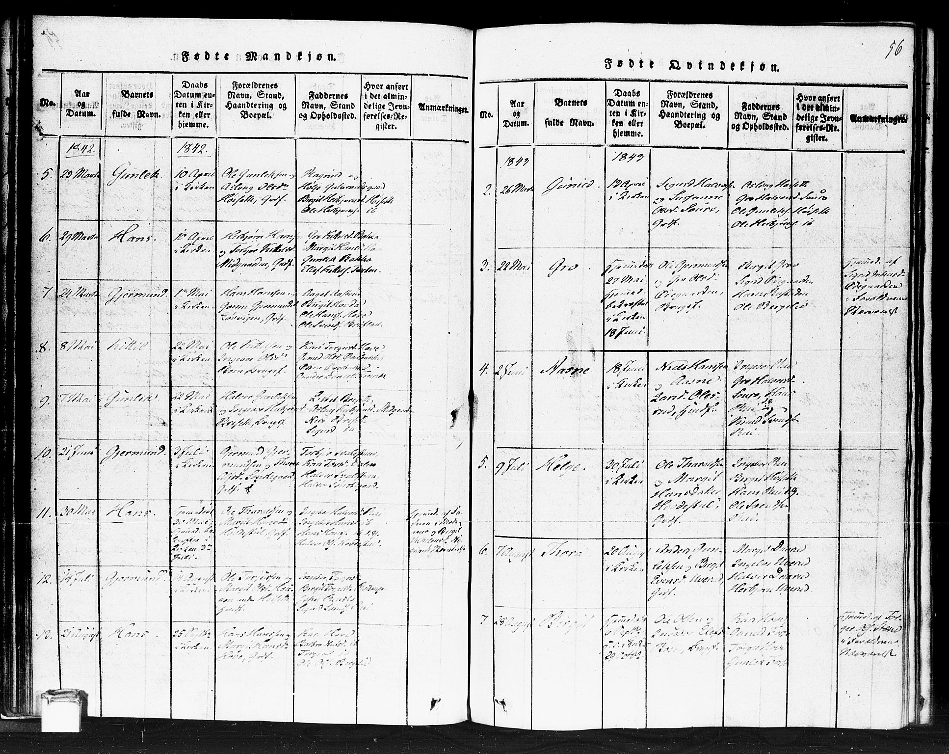 Gransherad kirkebøker, SAKO/A-267/F/Fb/L0002: Parish register (official) no. II 2, 1815-1843, p. 56