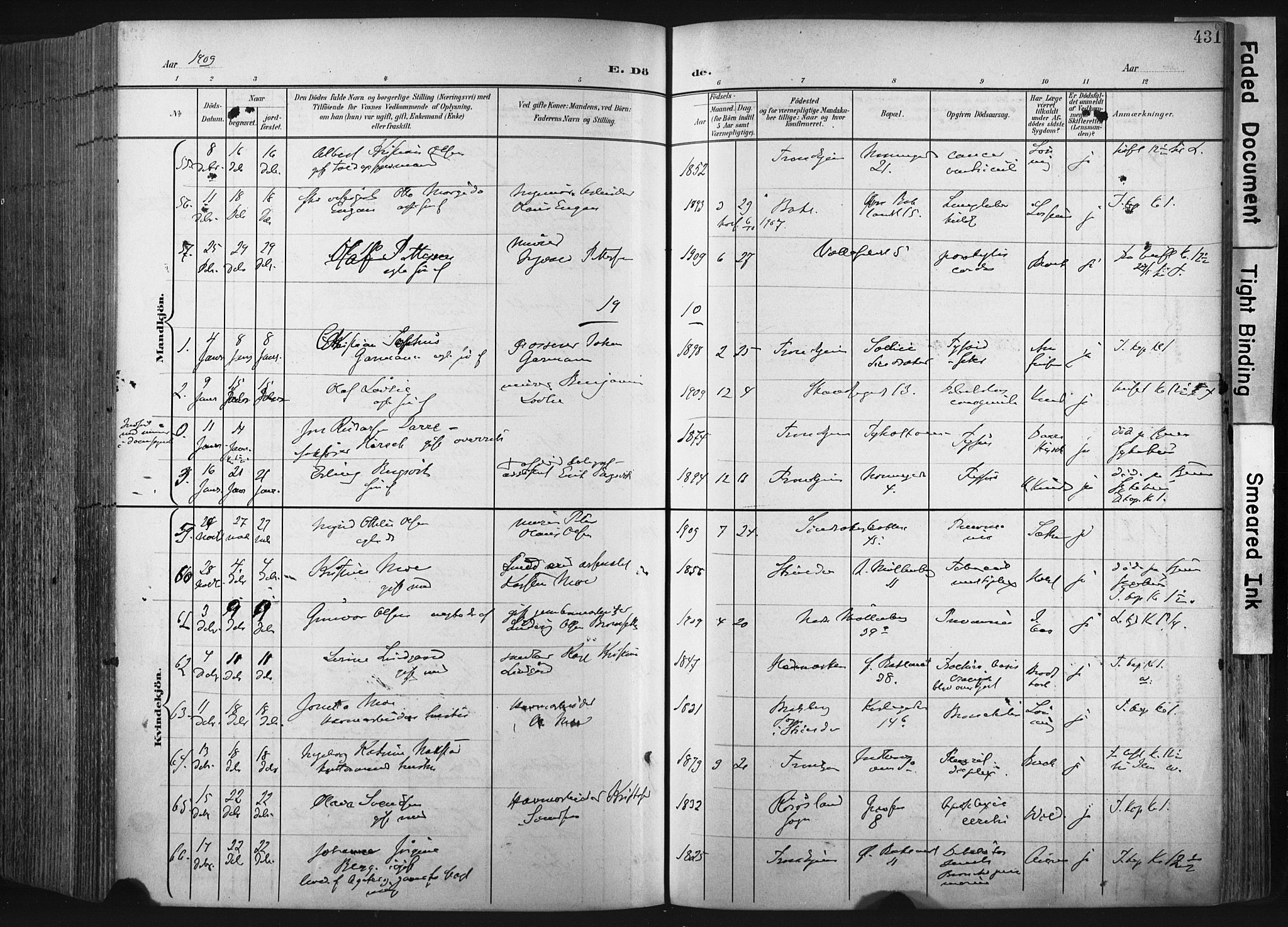 Ministerialprotokoller, klokkerbøker og fødselsregistre - Sør-Trøndelag, SAT/A-1456/604/L0201: Parish register (official) no. 604A21, 1901-1911, p. 431