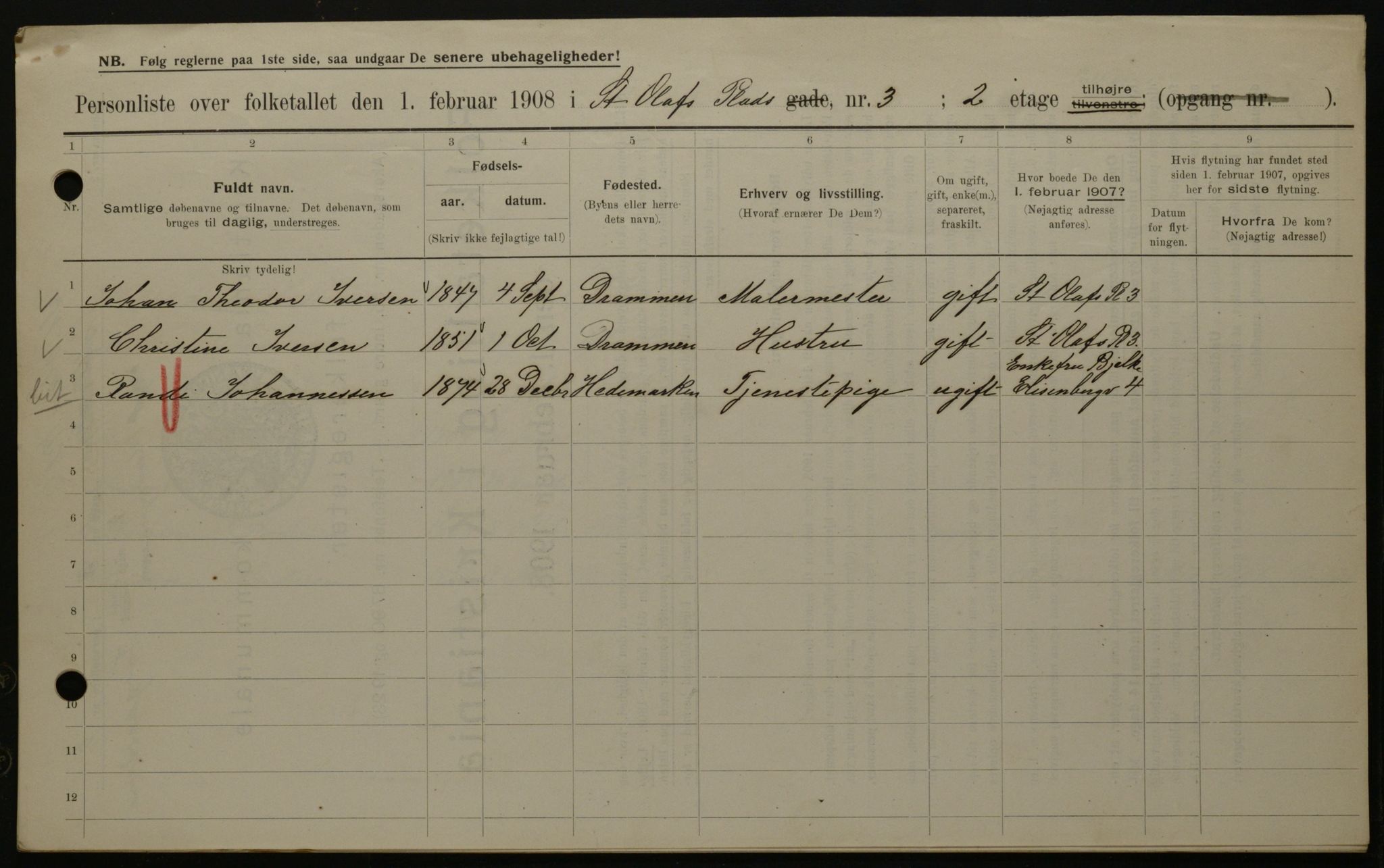 OBA, Municipal Census 1908 for Kristiania, 1908, p. 79642