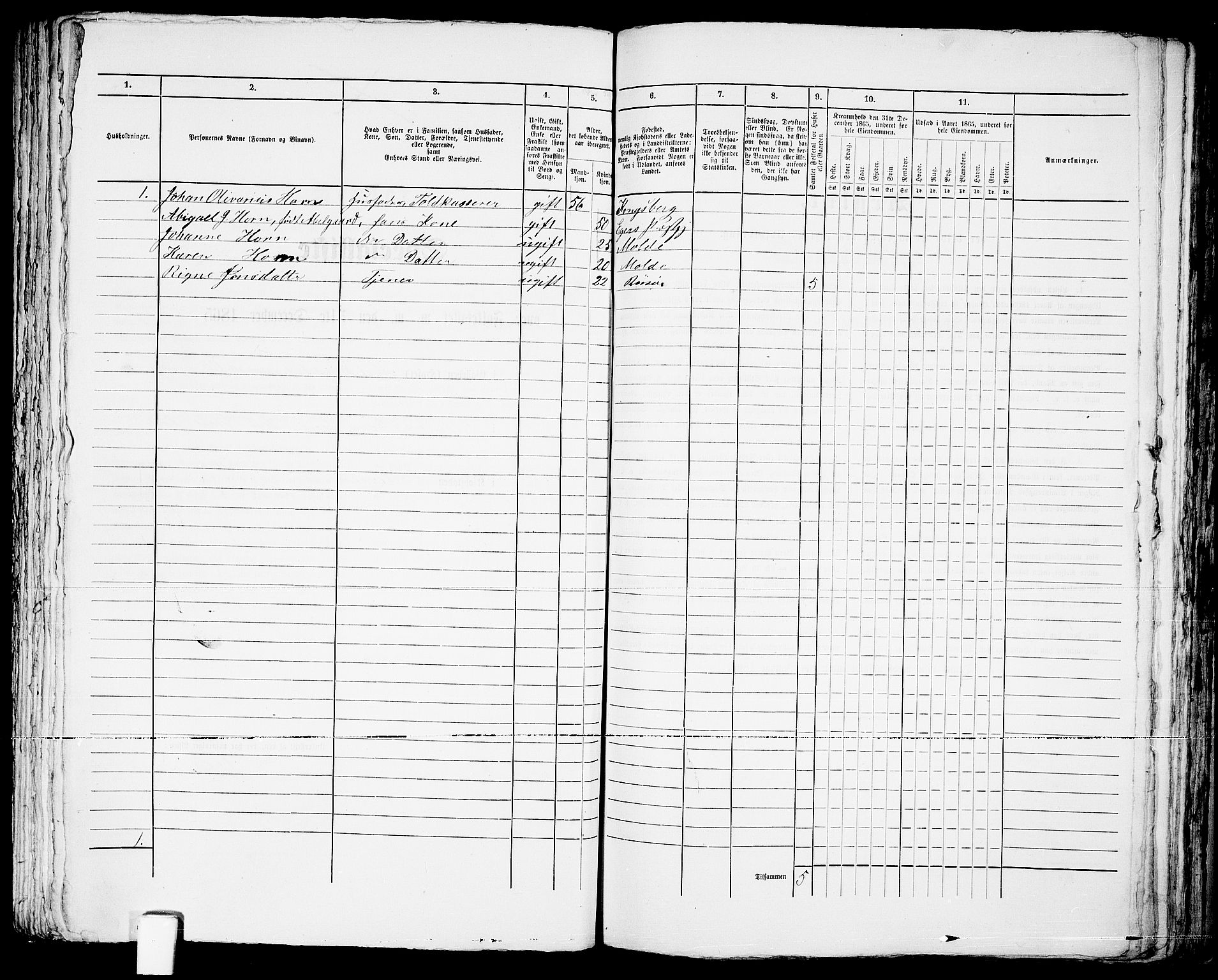 RA, 1865 census for Risør/Risør, 1865, p. 210