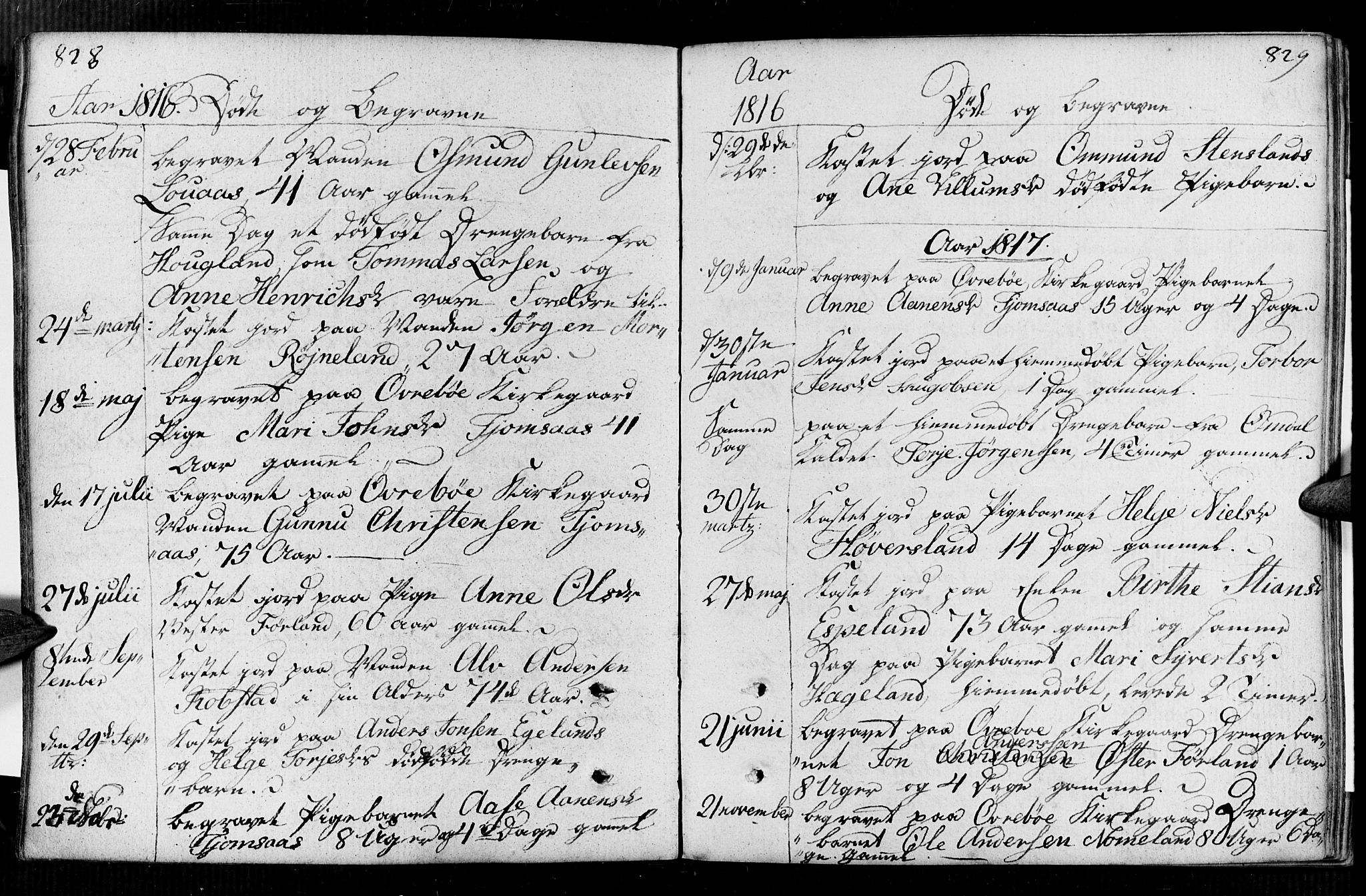 Vennesla sokneprestkontor, SAK/1111-0045/Fa/Faa/L0002: Parish register (official) no. A 2, 1785-1834, p. 828-829