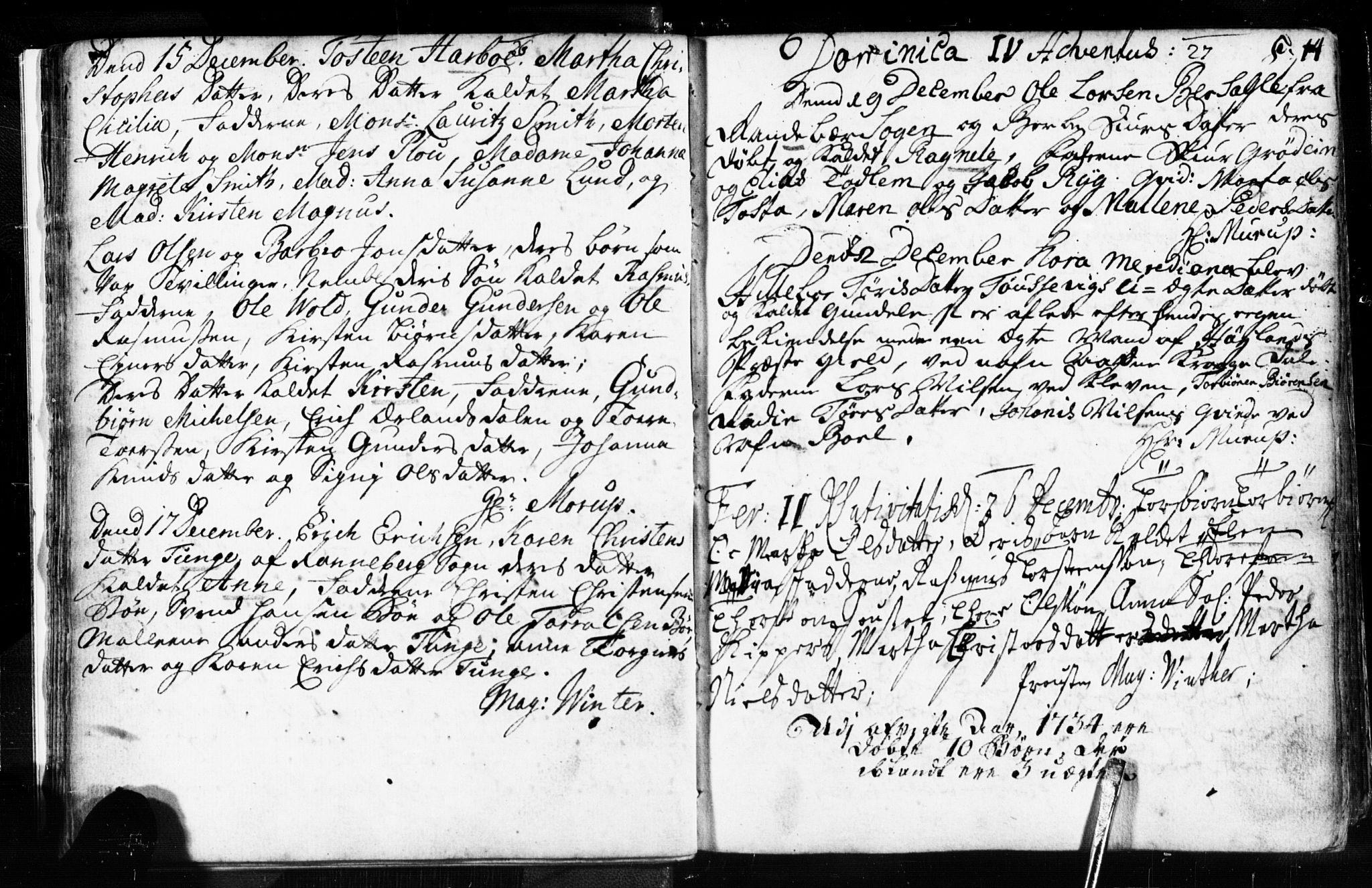 Domkirken sokneprestkontor, AV/SAST-A-101812/001/30/30BB/L0003: Parish register (copy) no. B 3, 1733-1751, p. 14