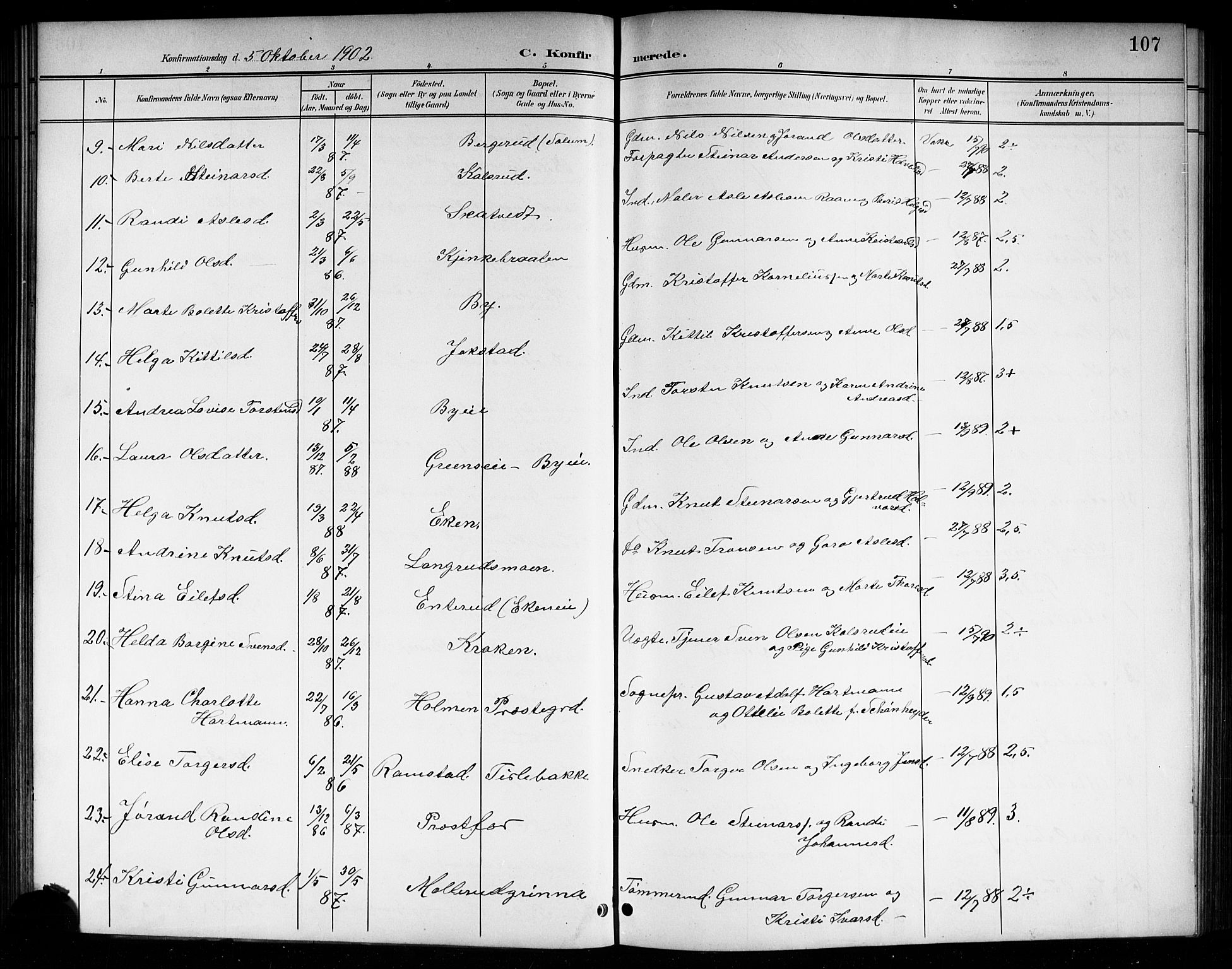 Sigdal kirkebøker, SAKO/A-245/G/Ga/L0006: Parish register (copy) no. I 6, 1901-1916, p. 107