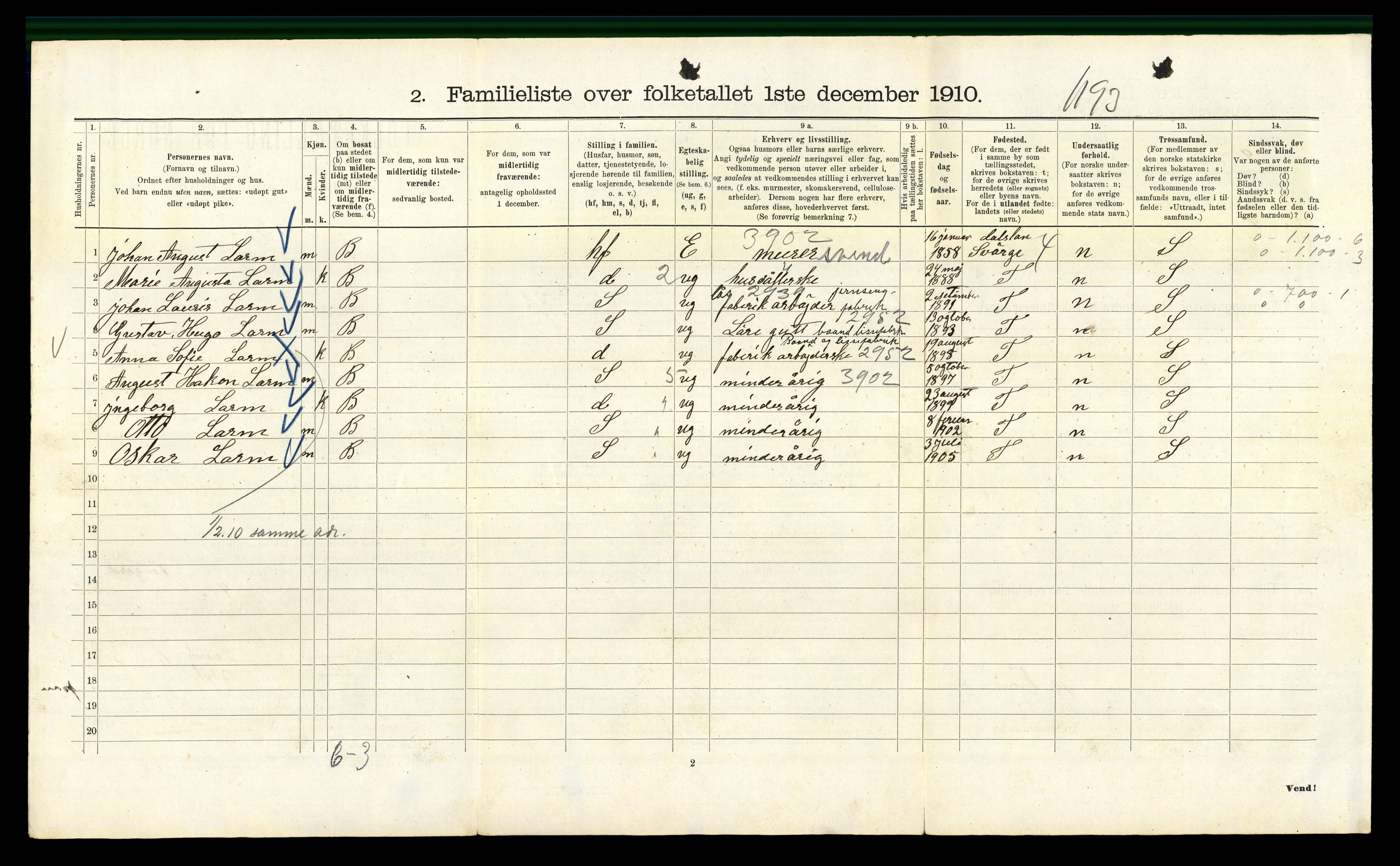 RA, 1910 census for Kristiania, 1910, p. 103430