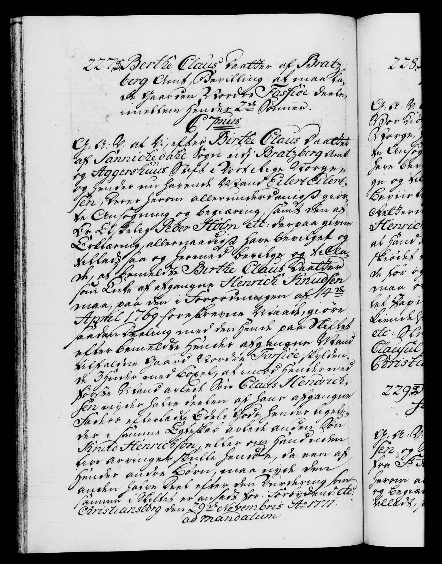 Danske Kanselli 1572-1799, RA/EA-3023/F/Fc/Fca/Fcaa/L0045: Norske registre "Norske eller 3. dept.s åpne brev, 1771-1773, p. 165b