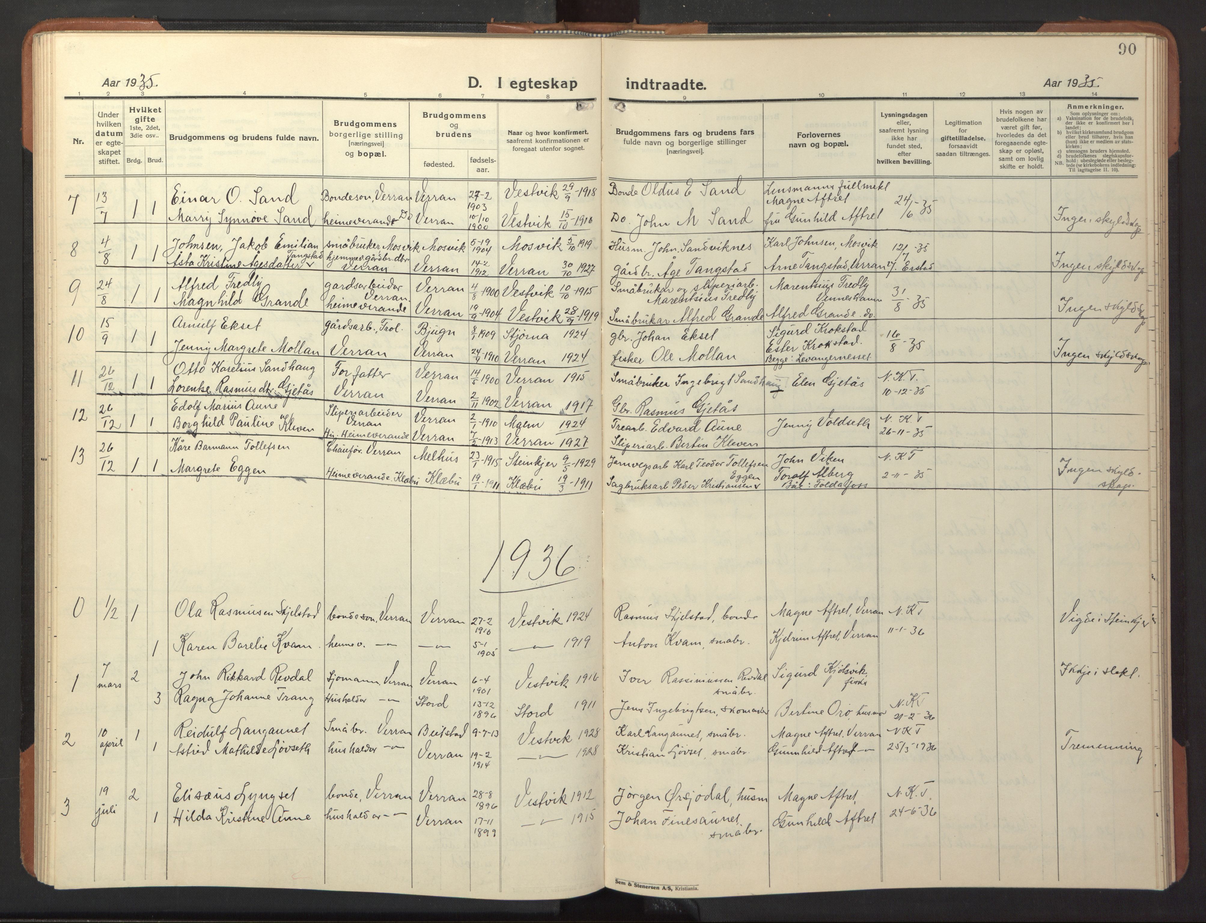 Ministerialprotokoller, klokkerbøker og fødselsregistre - Nord-Trøndelag, SAT/A-1458/744/L0425: Parish register (copy) no. 744C04, 1924-1947, p. 90