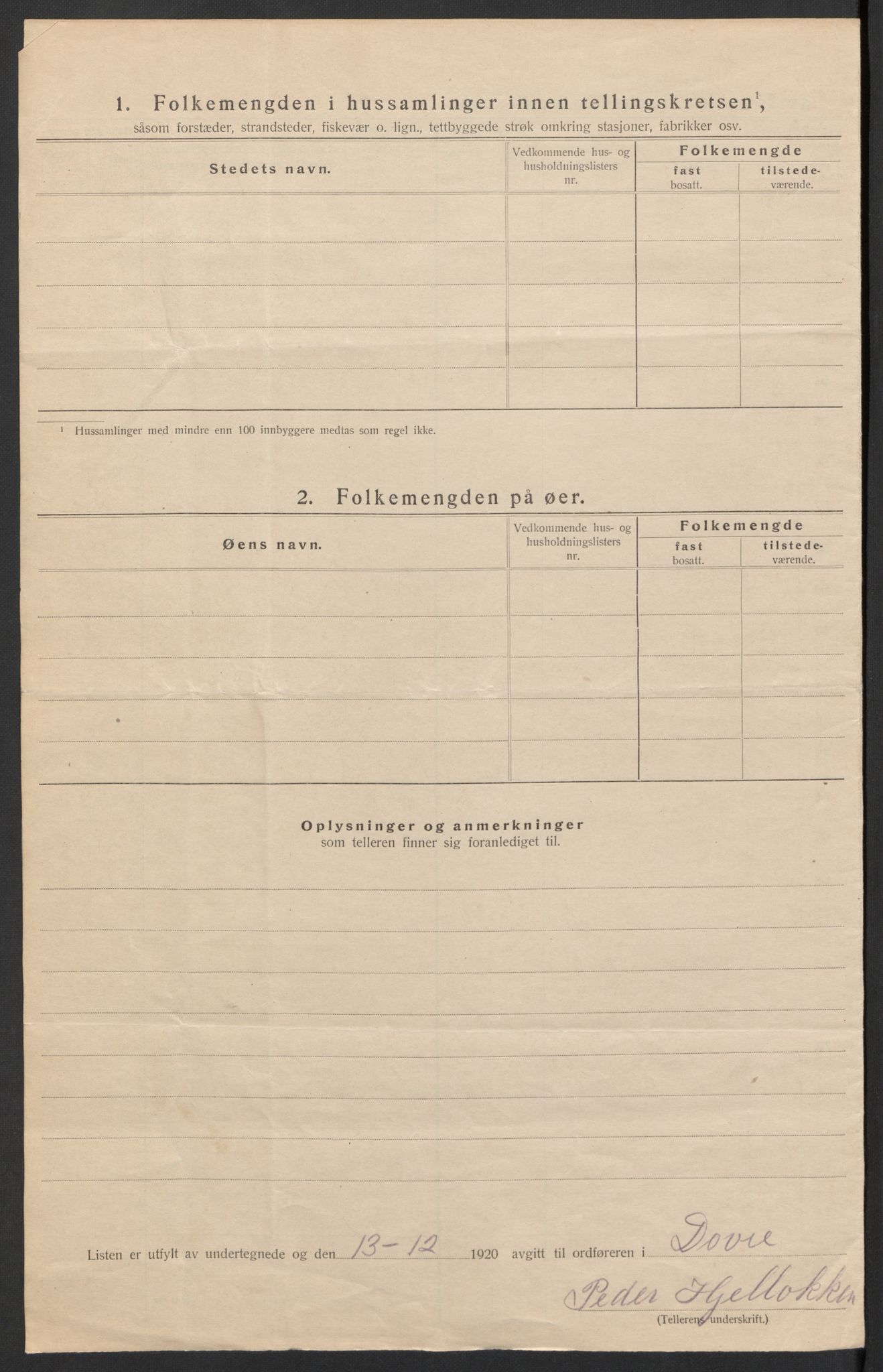 SAH, 1920 census for Dovre, 1920, p. 13