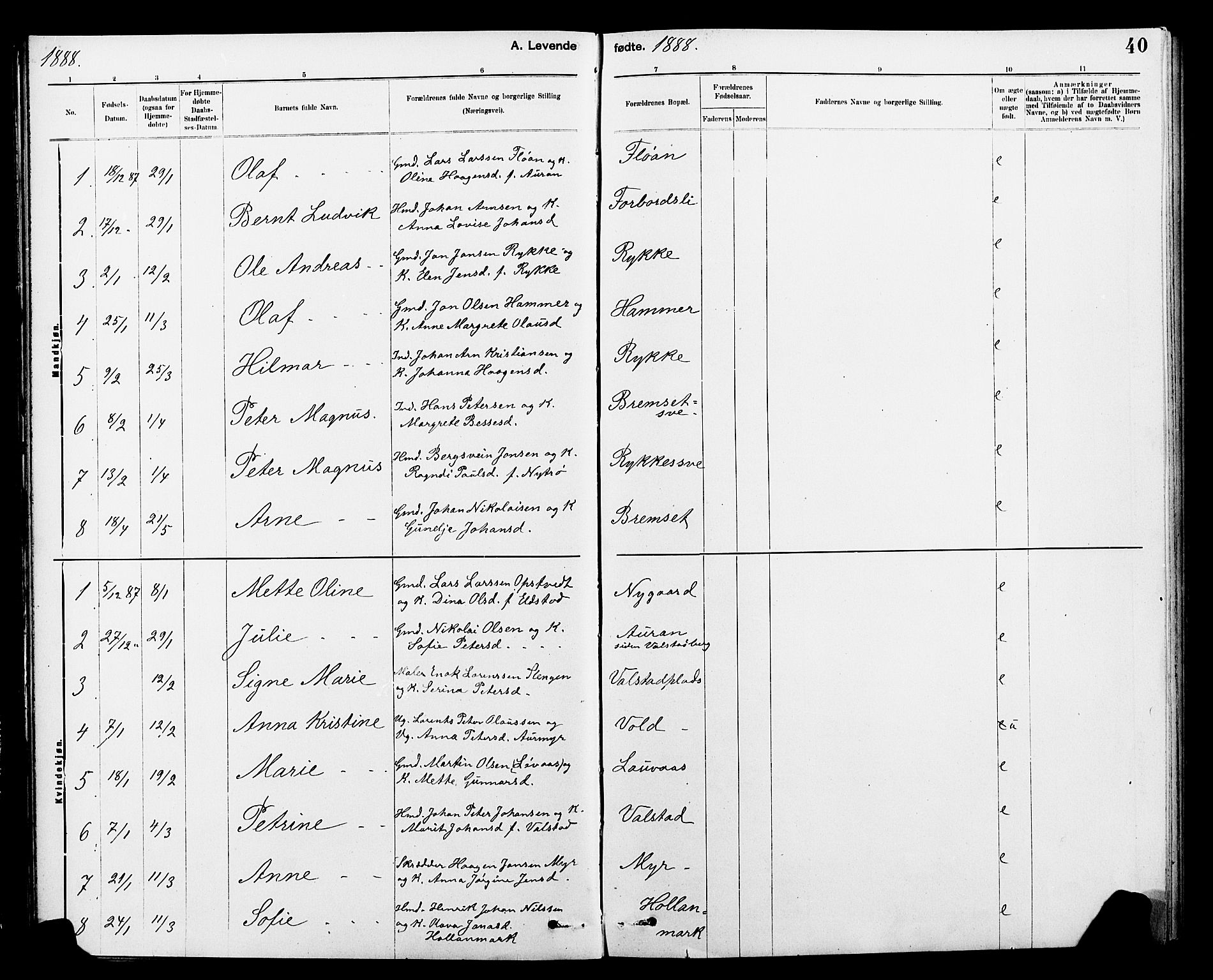 Ministerialprotokoller, klokkerbøker og fødselsregistre - Nord-Trøndelag, AV/SAT-A-1458/712/L0103: Parish register (copy) no. 712C01, 1878-1917, p. 40