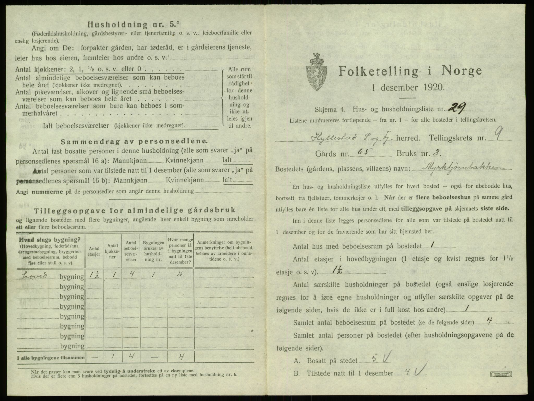 SAB, 1920 census for Hyllestad, 1920, p. 561