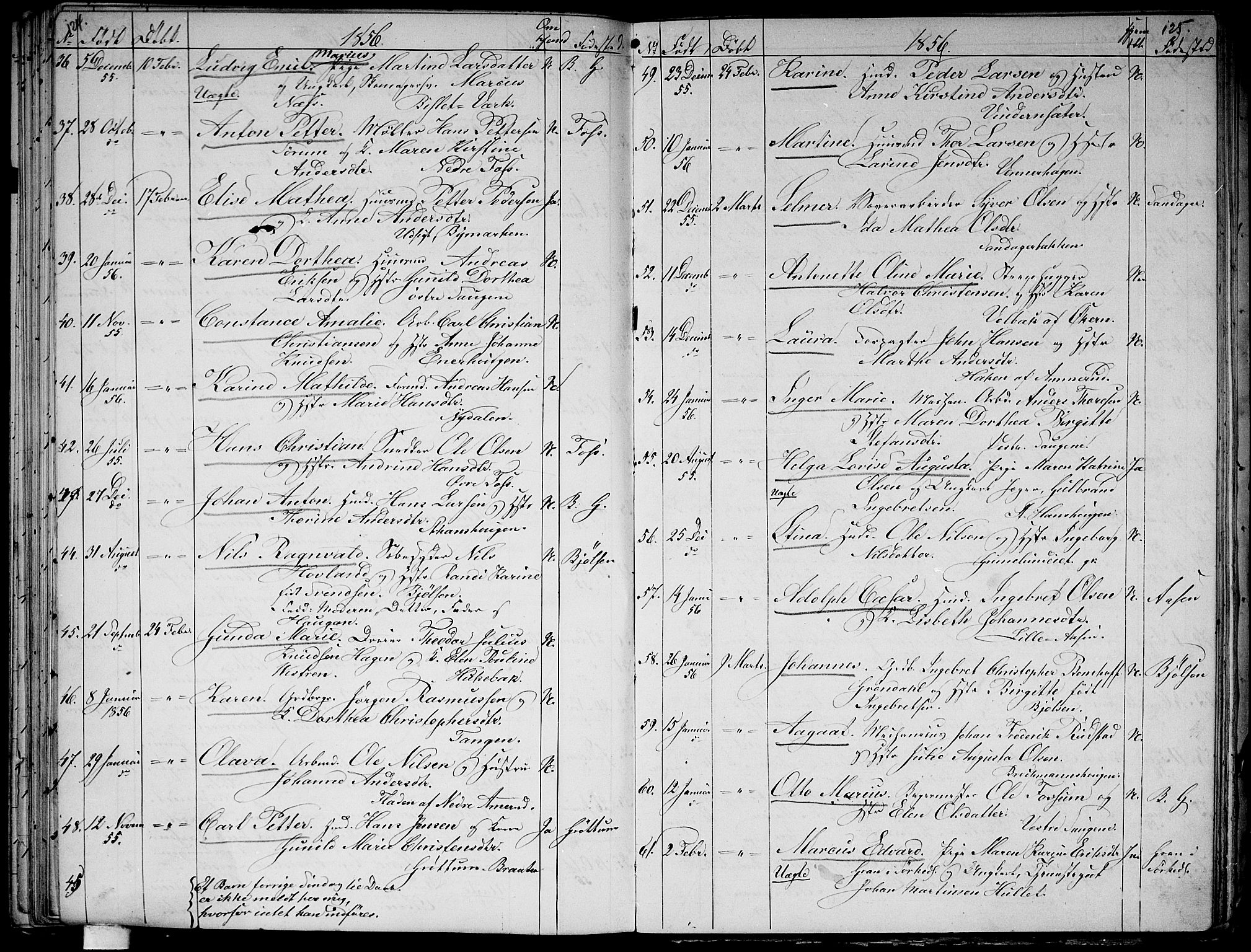 Aker prestekontor kirkebøker, AV/SAO-A-10861/G/L0010: Parish register (copy) no. 10, 1852-1859, p. 124-125