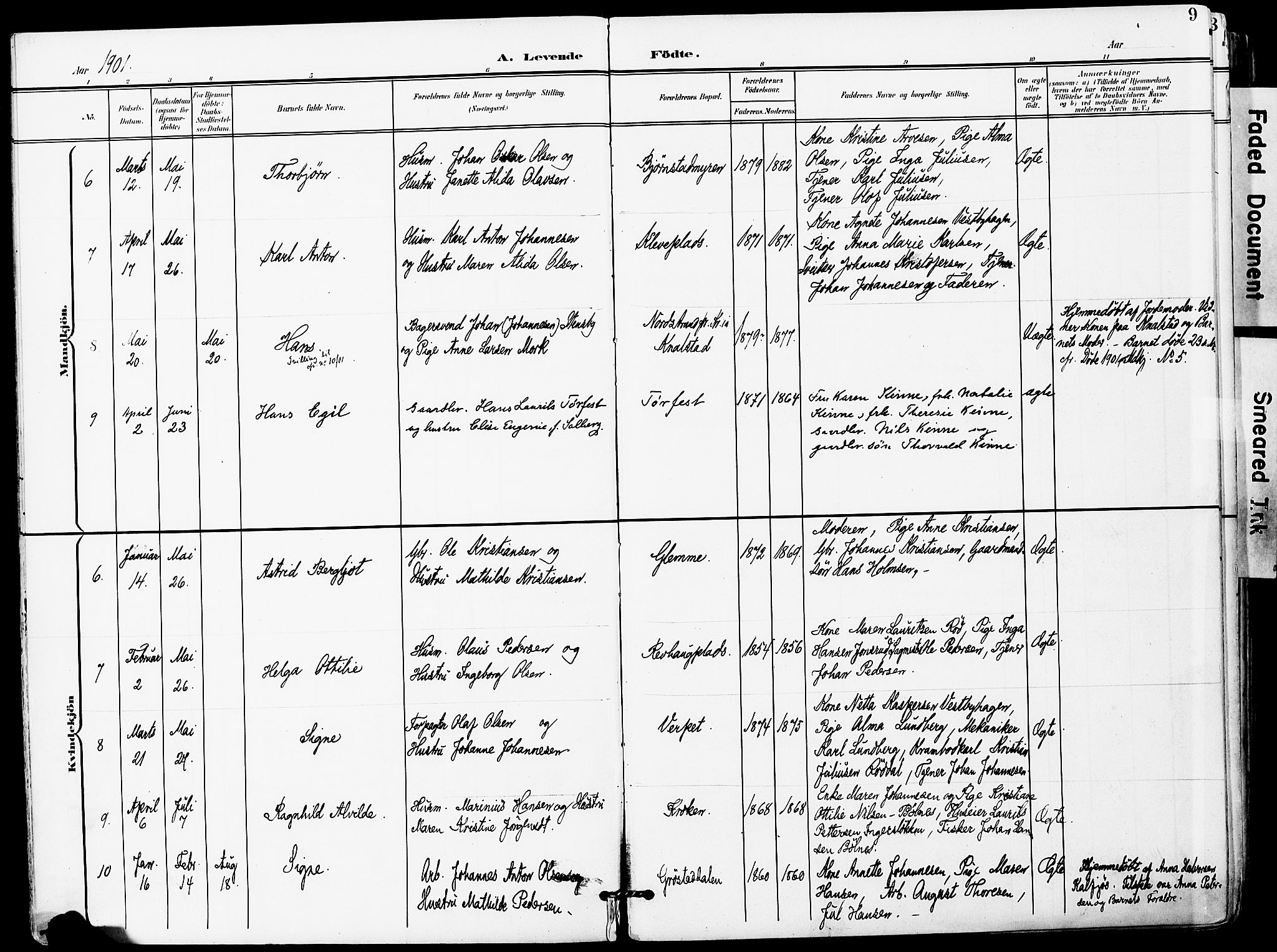 Vestby prestekontor Kirkebøker, AV/SAO-A-10893/F/Fa/L0010: Parish register (official) no. I 10, 1900-1926, p. 9