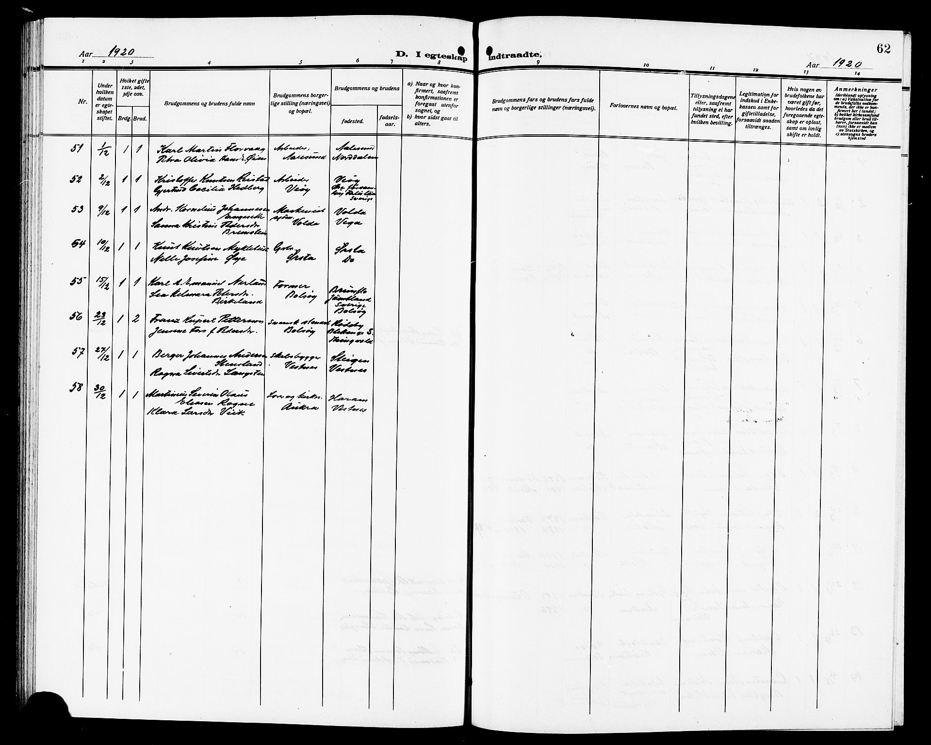 Ministerialprotokoller, klokkerbøker og fødselsregistre - Møre og Romsdal, AV/SAT-A-1454/558/L0703: Parish register (copy) no. 558C04, 1906-1921, p. 62